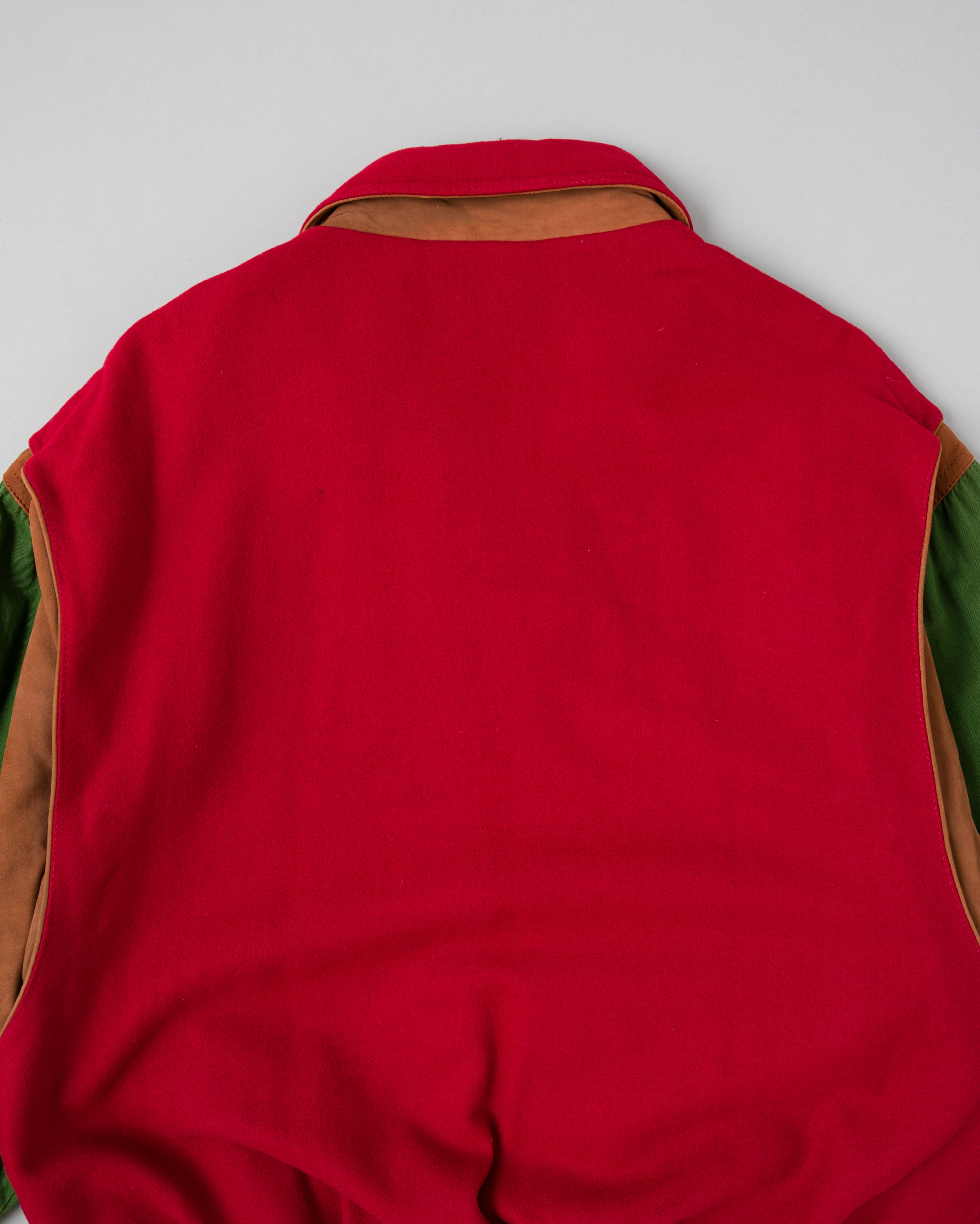 【~80’s】Vintage Façonnable Mixed Wool Crazy Pattern Blouson With Chin Strap Size.L