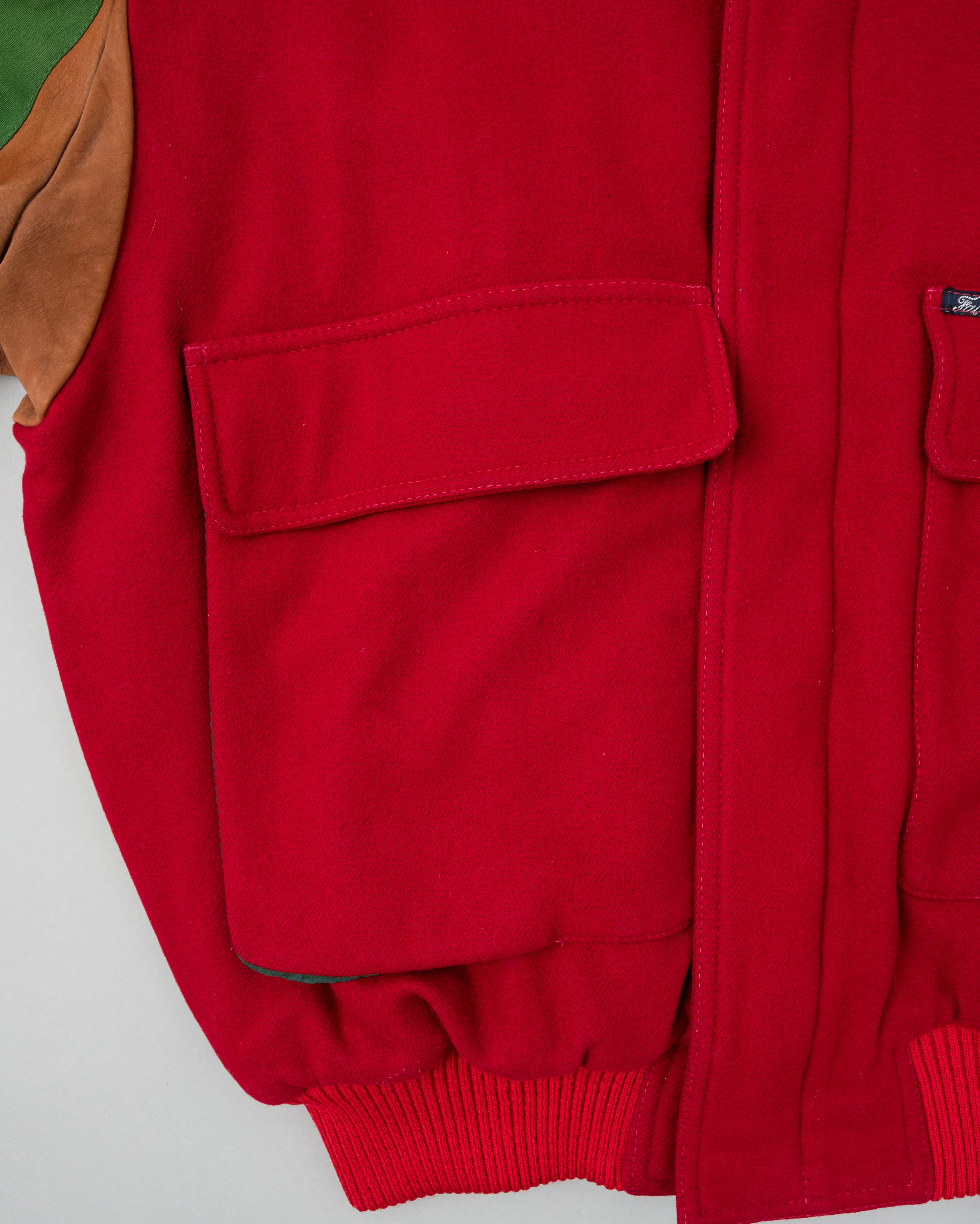 【~80’s】Vintage Façonnable Mixed Wool Crazy Pattern Blouson With Chin Strap Size.L
