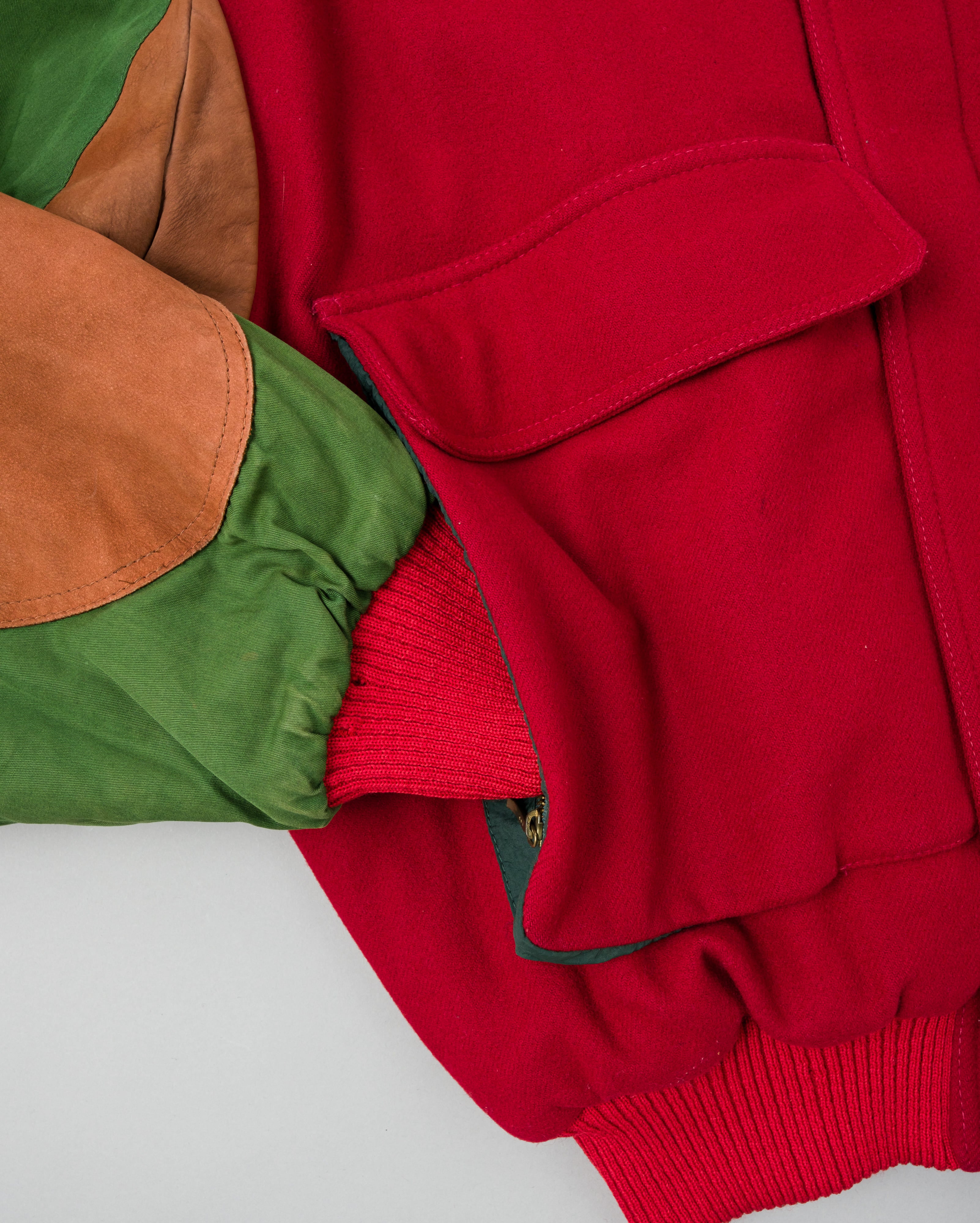 【~80’s】Vintage Façonnable Mixed Wool Crazy Pattern Blouson With Chin Strap Size.L