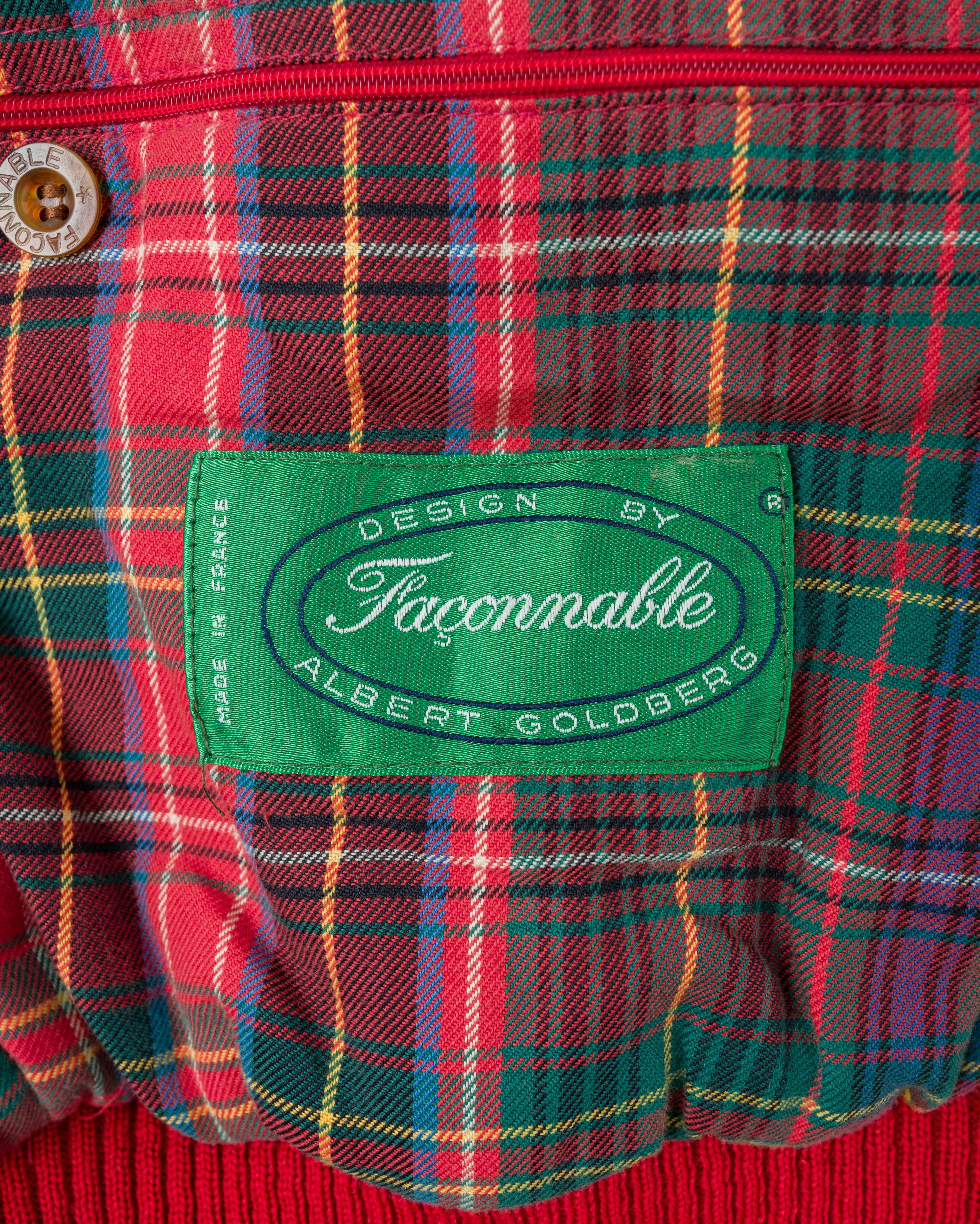 【~80’s】Vintage Façonnable Mixed Wool Crazy Pattern Blouson With Chin Strap Size.L