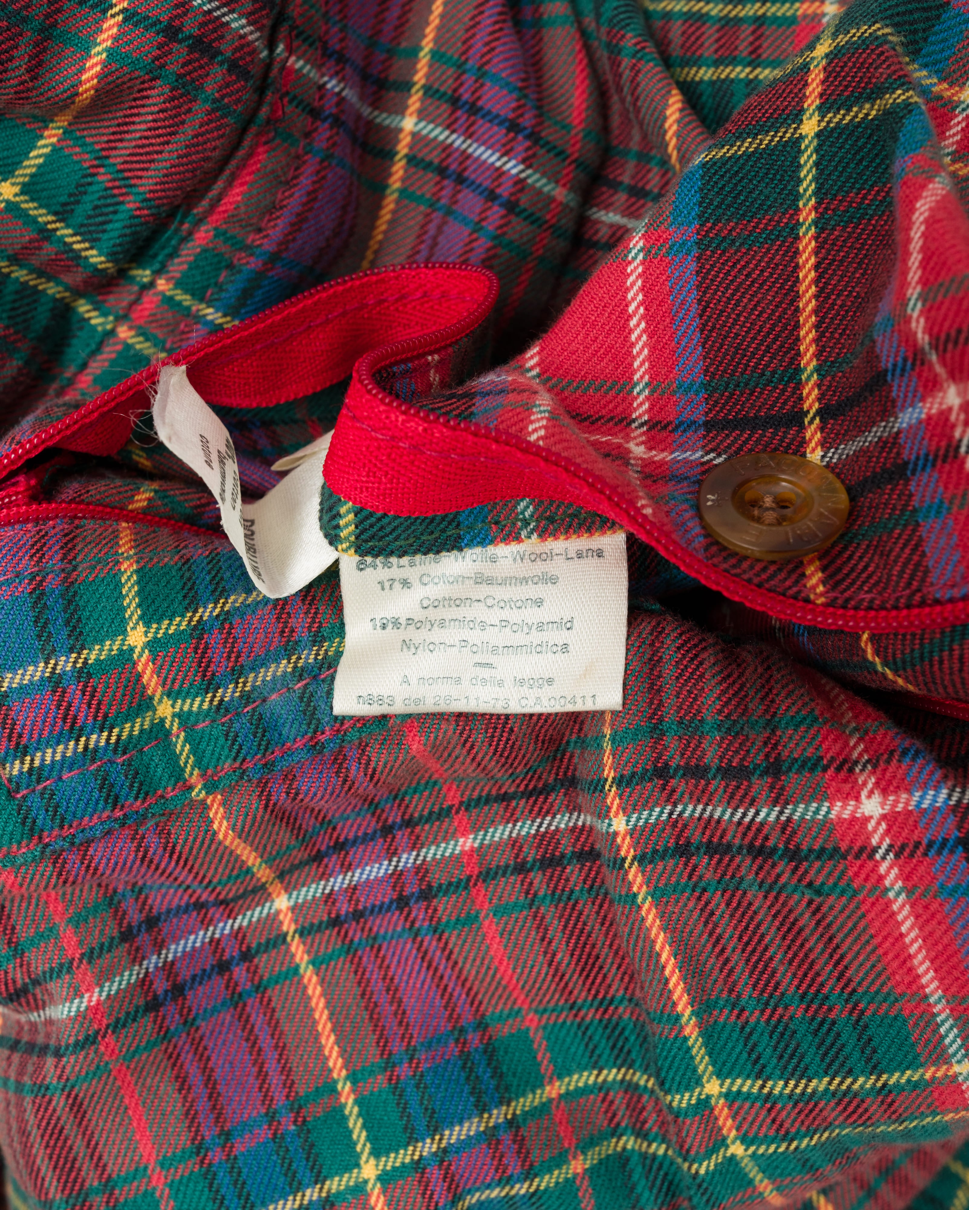 【~80’s】Vintage Façonnable Mixed Wool Crazy Pattern Blouson With Chin Strap Size.L