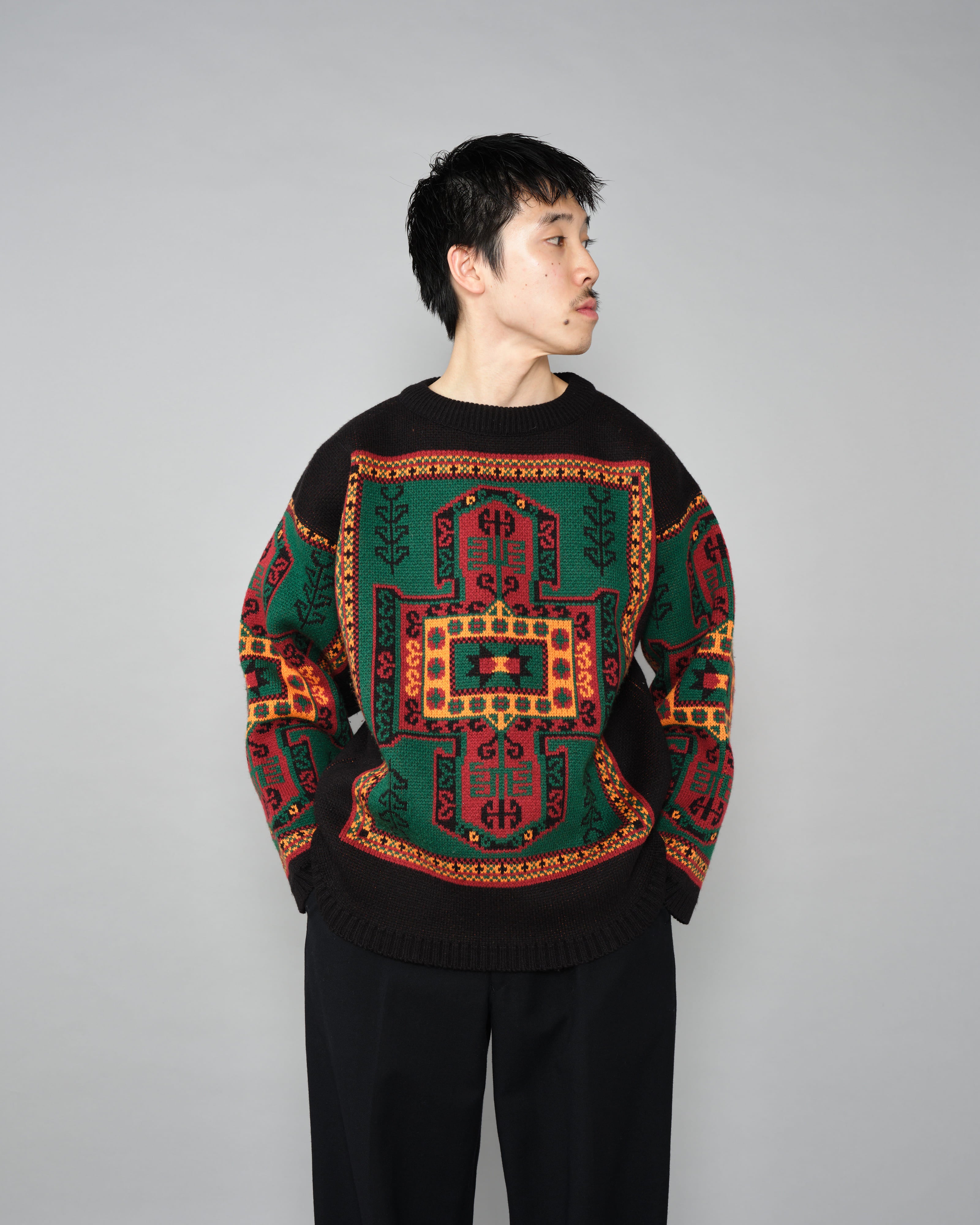 【~70's】French Vintage Wool Acrylic Patterned Sweater