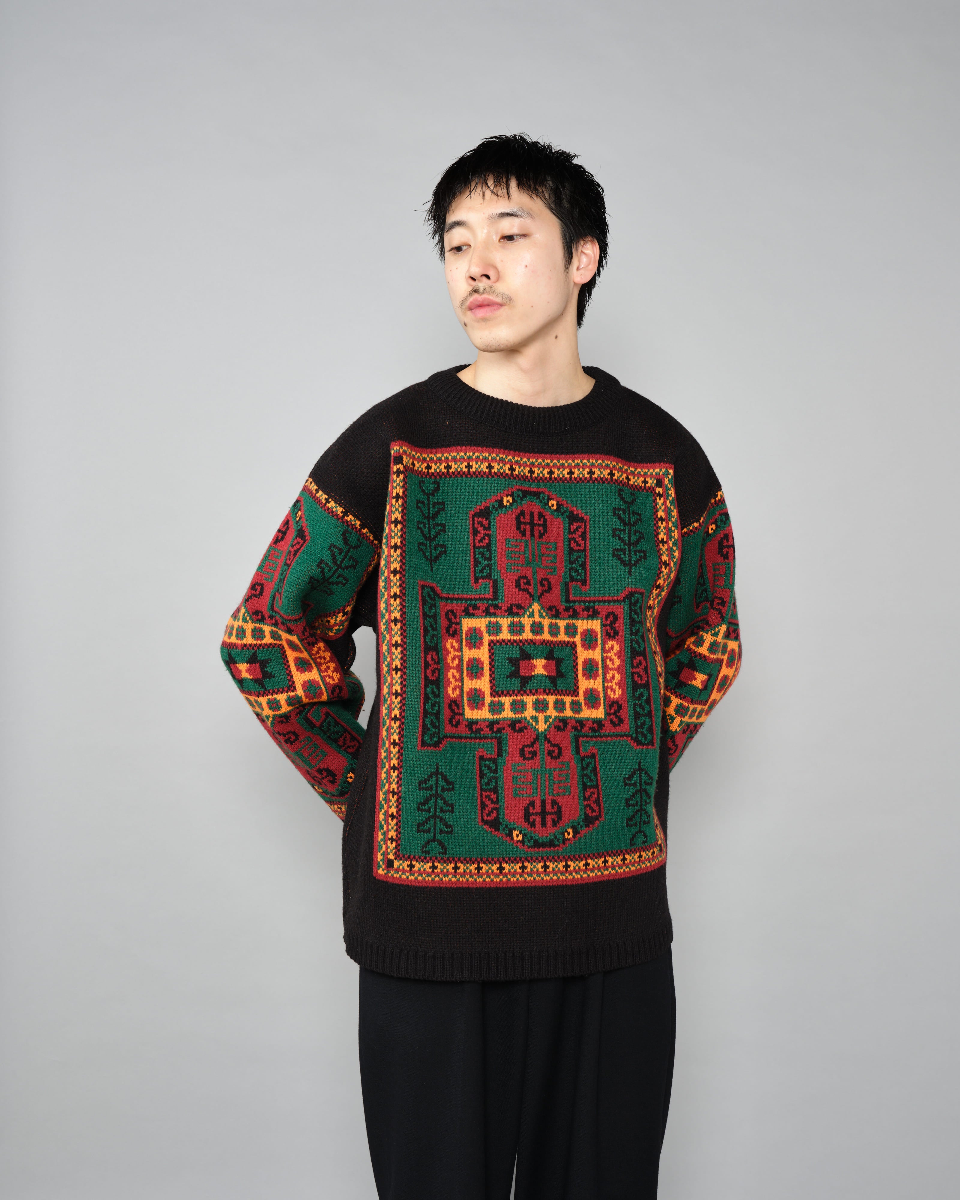 【~70's】French Vintage Wool Acrylic Patterned Sweater