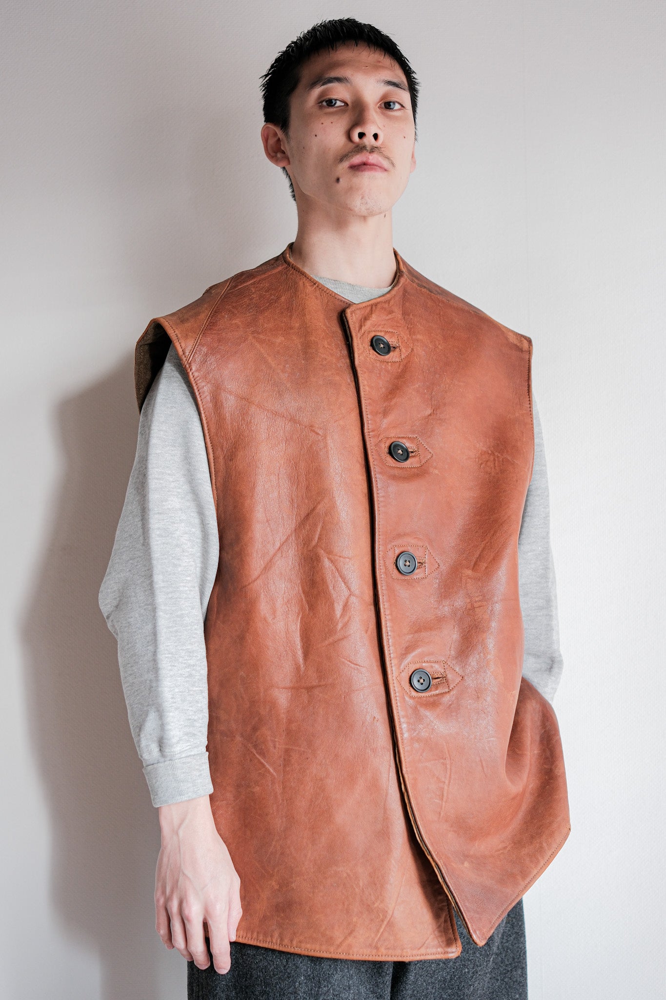 【~40's】British Army Jerkin Leather Vest "Modified"