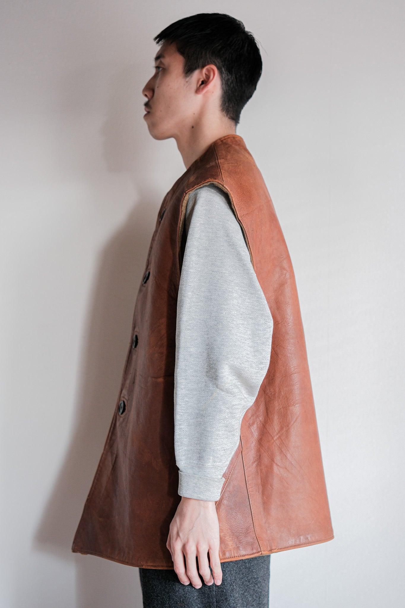【~40's】British Army Jerkin Leather Vest "Modified"