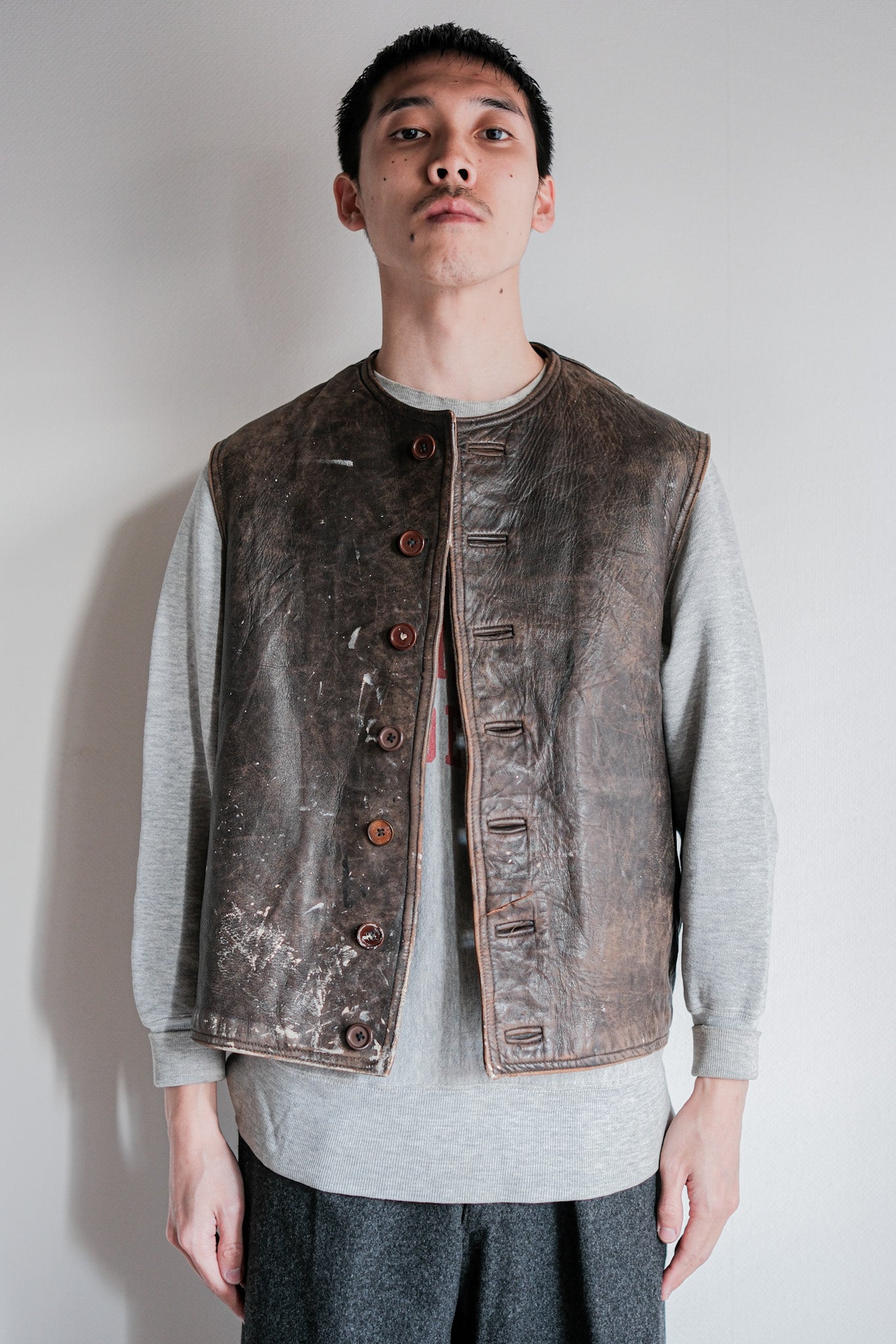 【~40's】French Army Cavalier Leather Vest