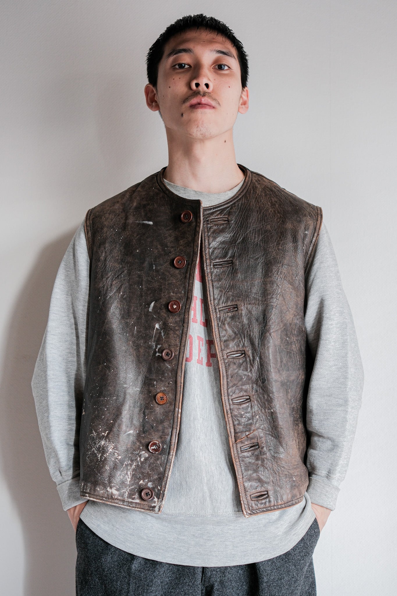 【~40's】French Army Cavalier Leather Vest