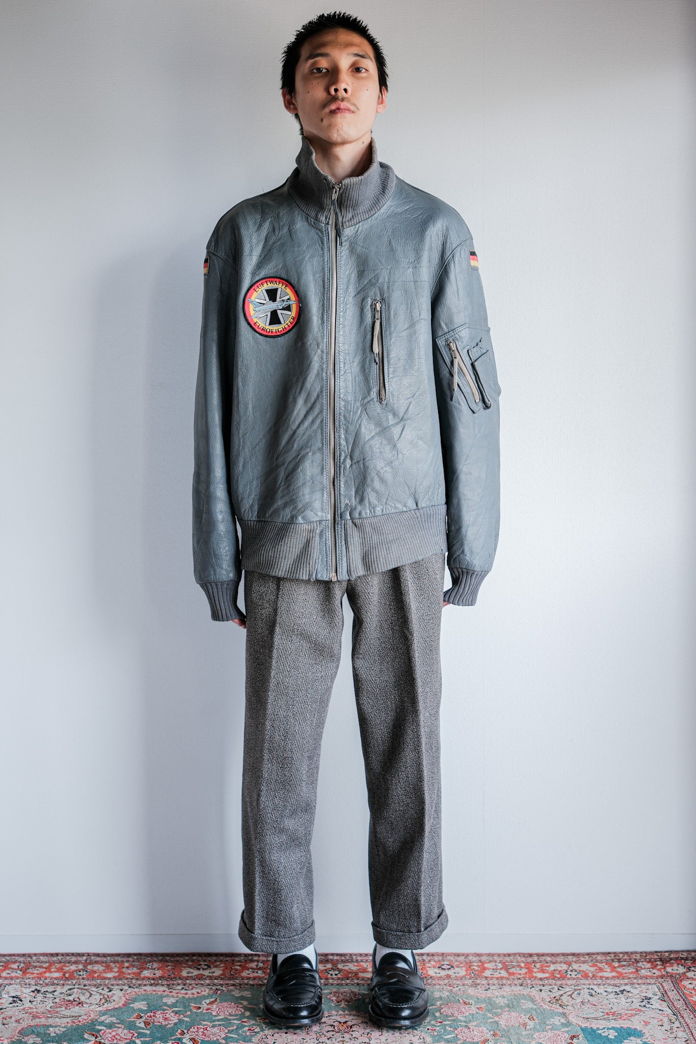 【~70’s】West German Air Force Pilot Leather Jacket With Patches Size.190/100