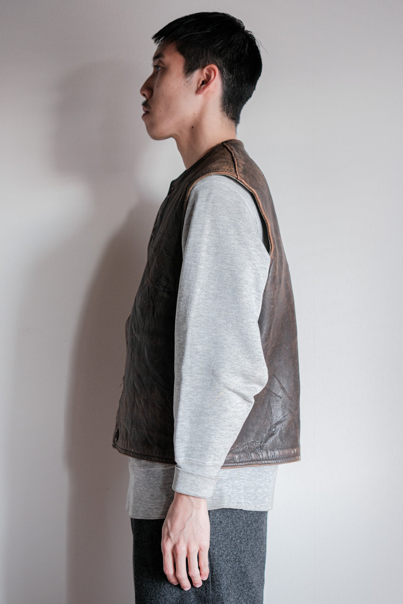 【~40's】French Army Cavalier Leather Vest