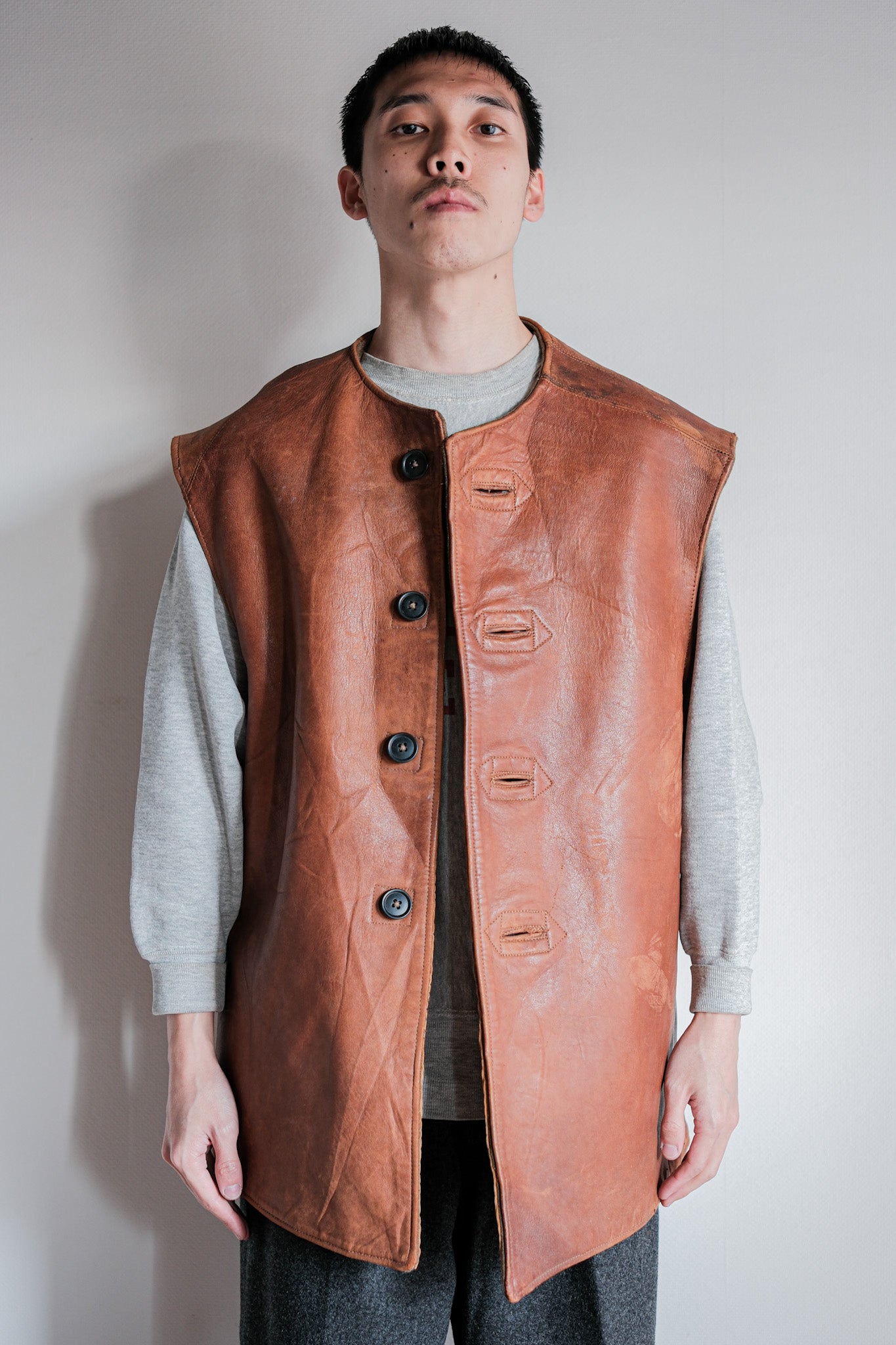 【~40's】British Army Jerkin Leather Vest "Modified"