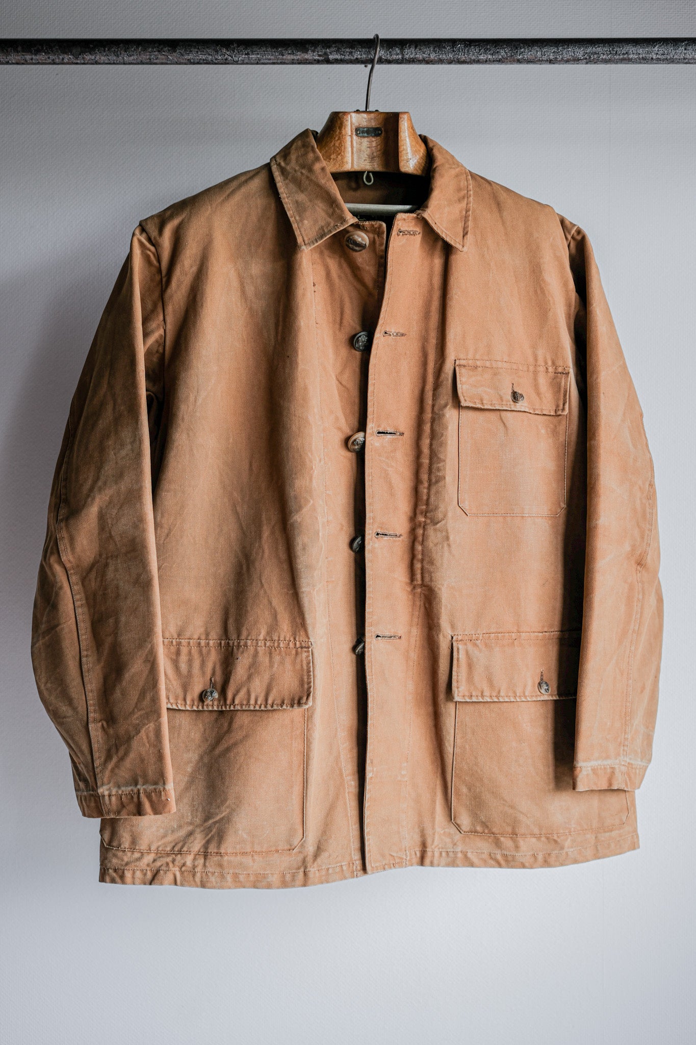 【~50's】French Vintage Cotton Canvas Hunting Jacket Size.46 "Le Mont St. Michel"