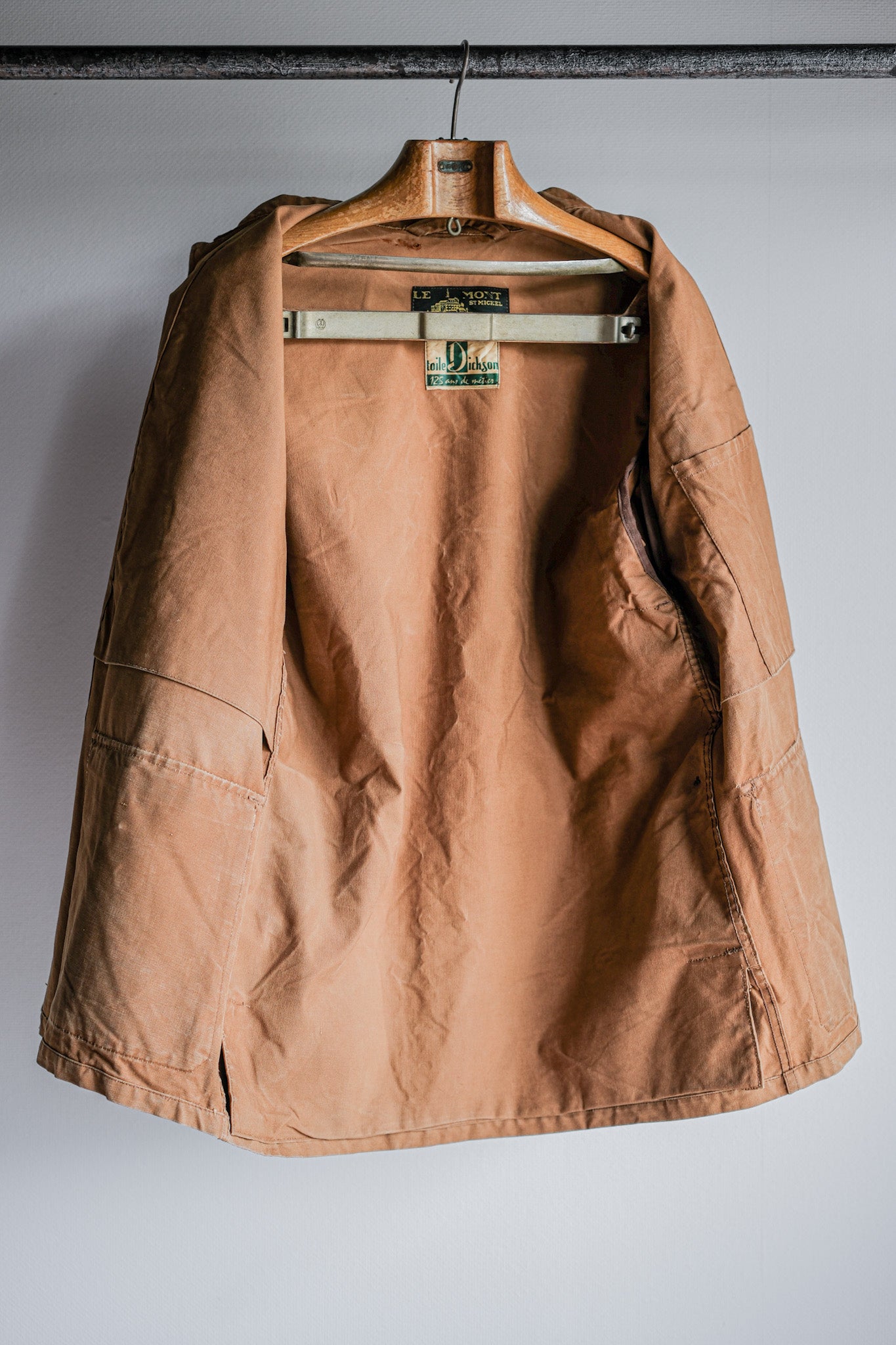 【~50's】French Vintage Cotton Canvas Hunting Jacket Size.46 "Le Mont St. Michel"