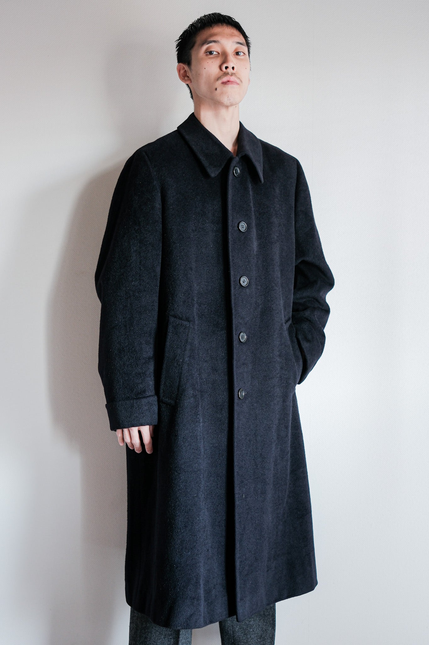 【~00's】Old ARNYS PARIS Saddle Shoulder Angora Balmacaan Coat Size.42