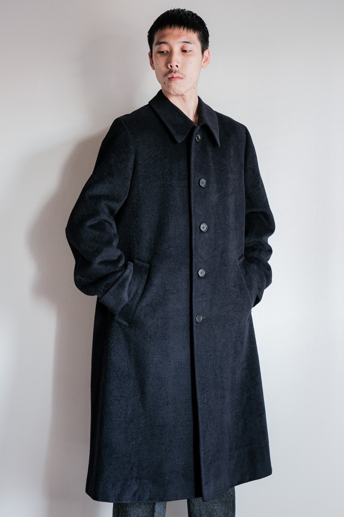 【~00's】Old ARNYS PARIS Saddle Shoulder Angora Balmacaan Coat Size.42