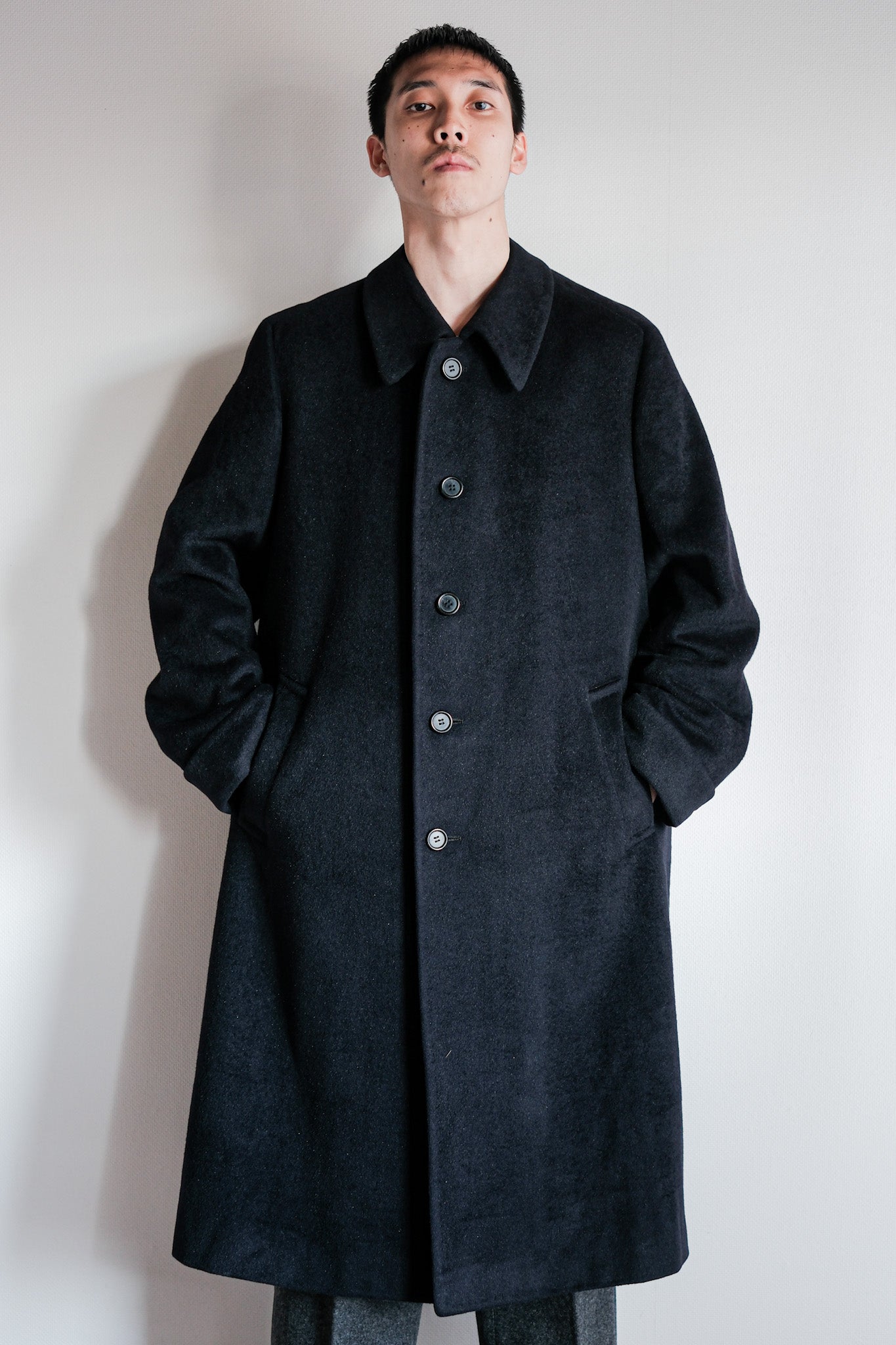 【~00's】Old ARNYS PARIS Saddle Shoulder Angora Balmacaan Coat Size.42