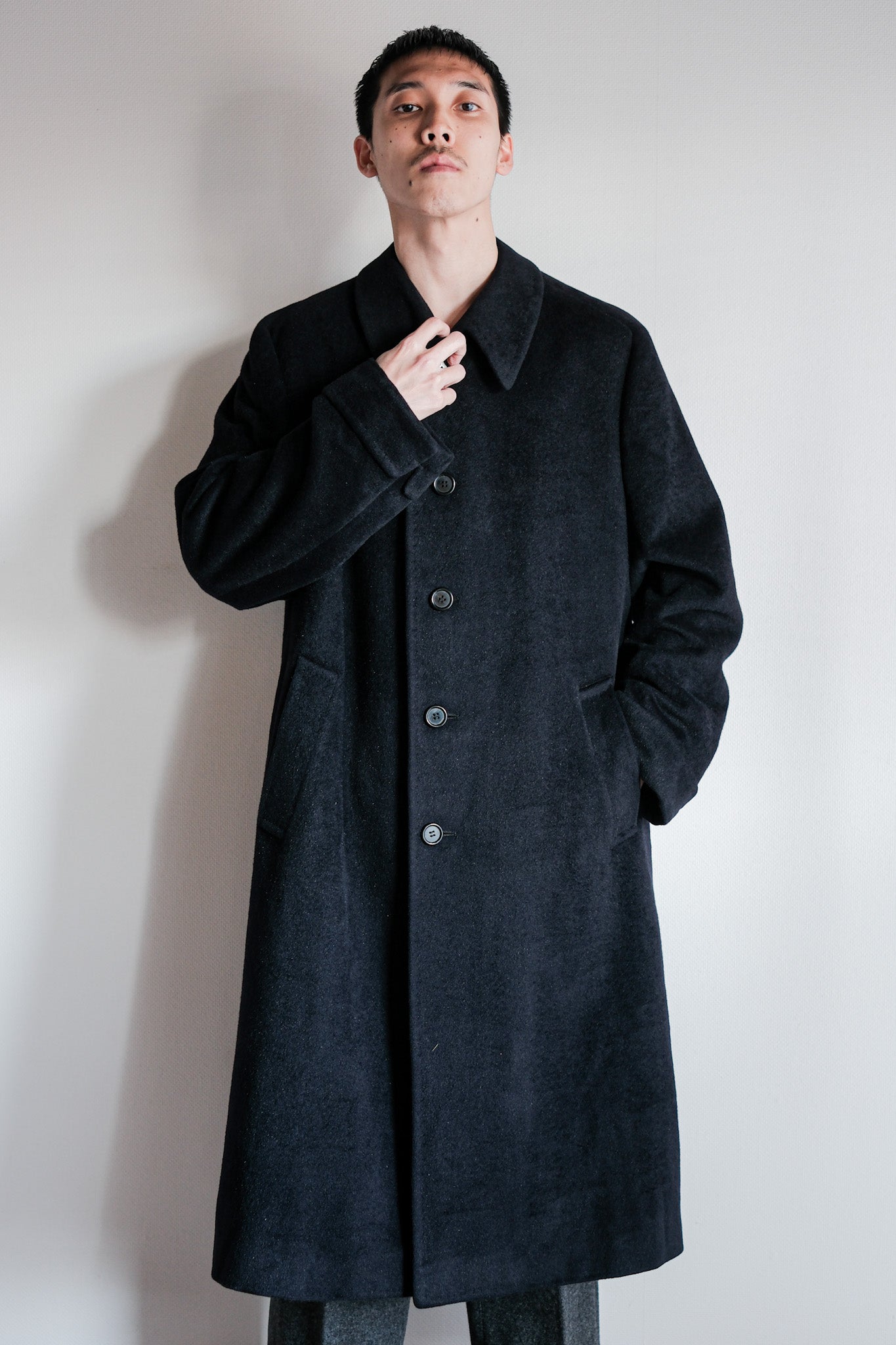 【~00's】Old ARNYS PARIS Saddle Shoulder Angora Balmacaan Coat Size.42
