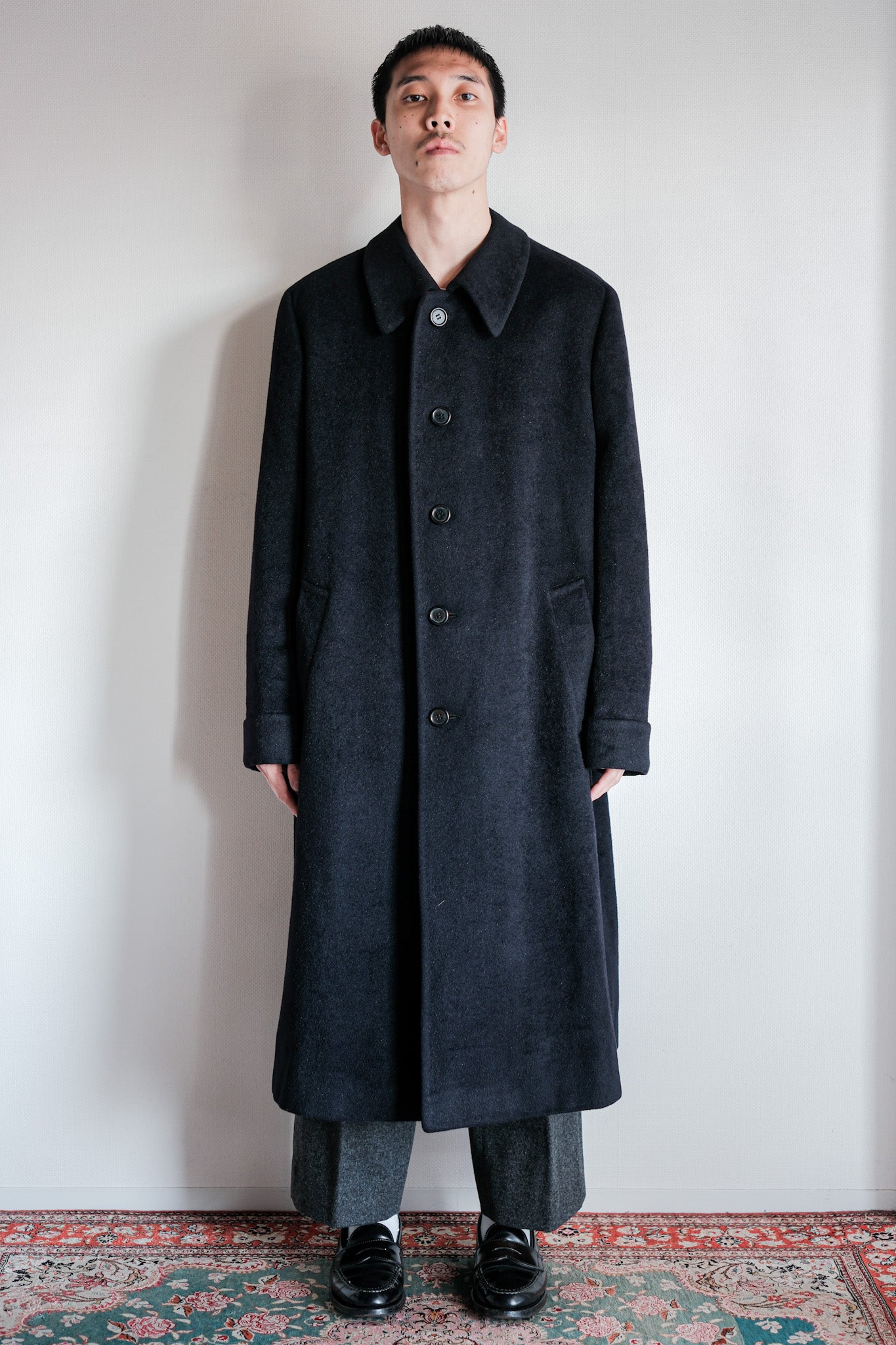 【~00's】Old ARNYS PARIS Saddle Shoulder Angora Balmacaan Coat Size.42