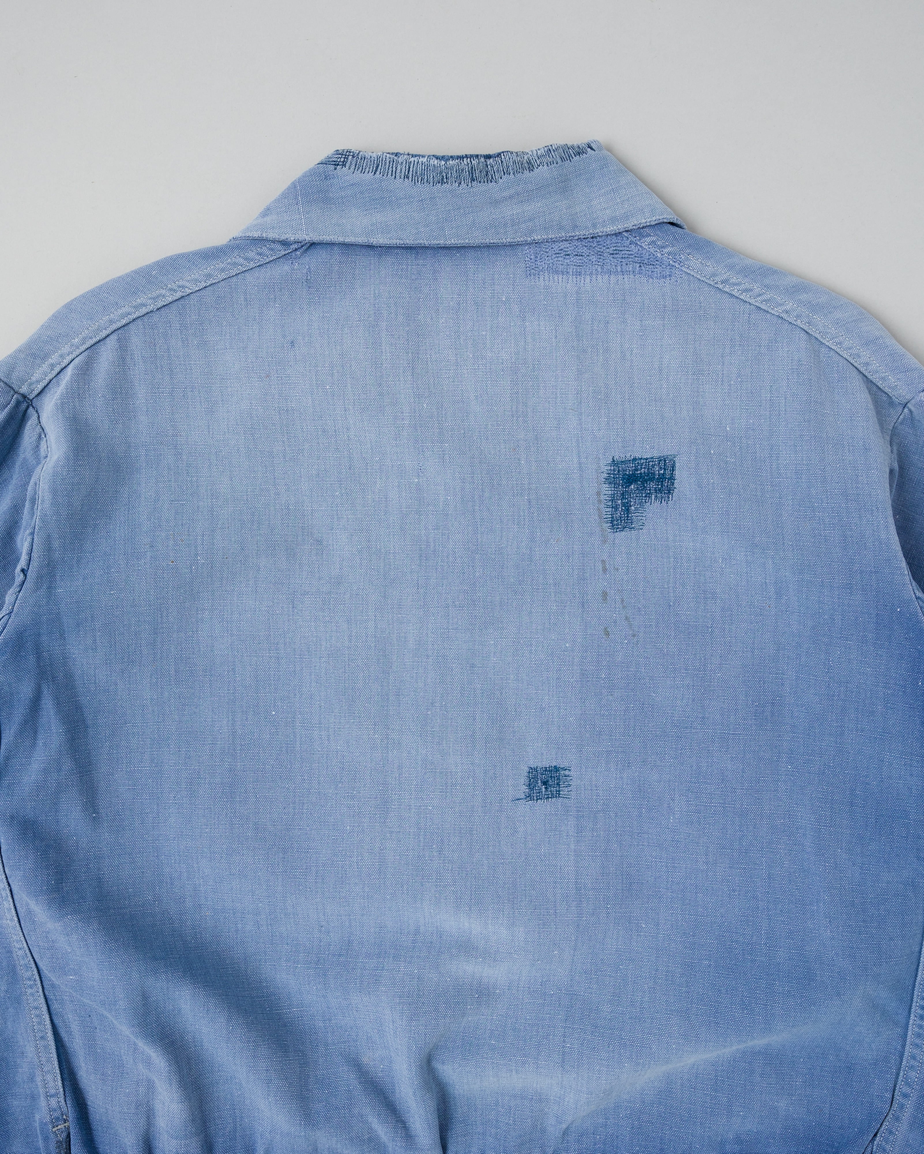 【~40's】French Vintage Blue Metis Half Zip Pullover Work Short Jacket