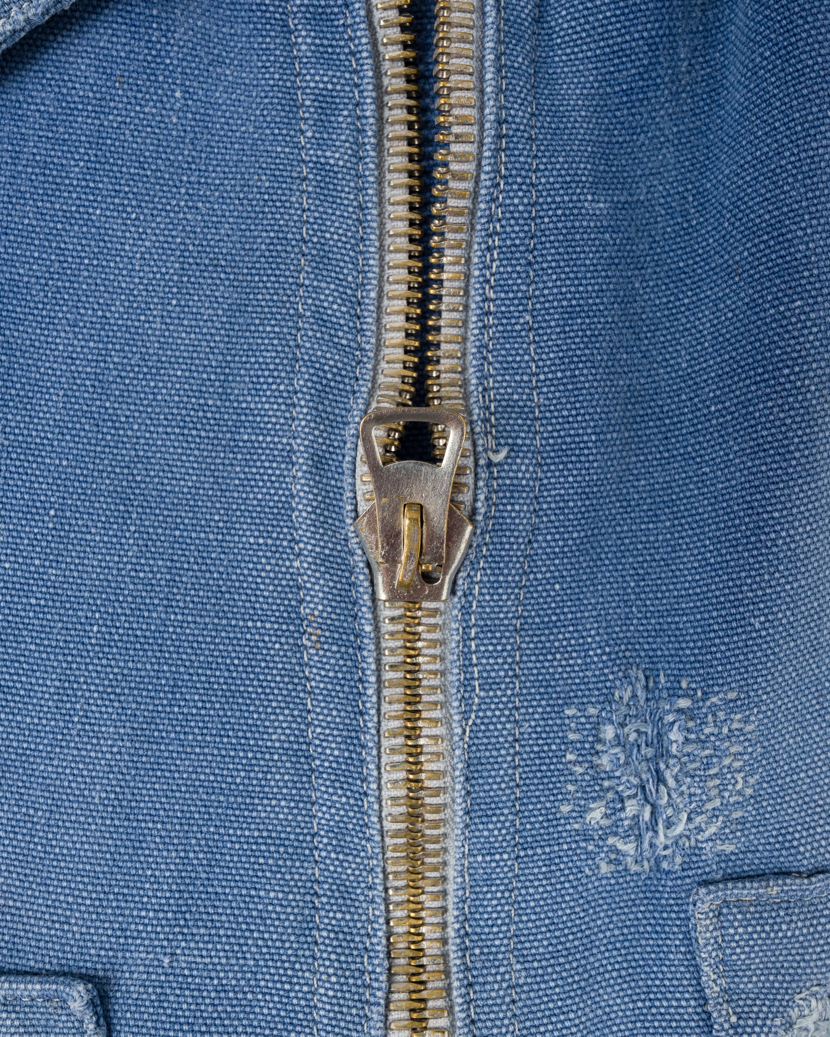 【~40's】French Vintage Blue Metis Half Zip Pullover Work Short Jacket