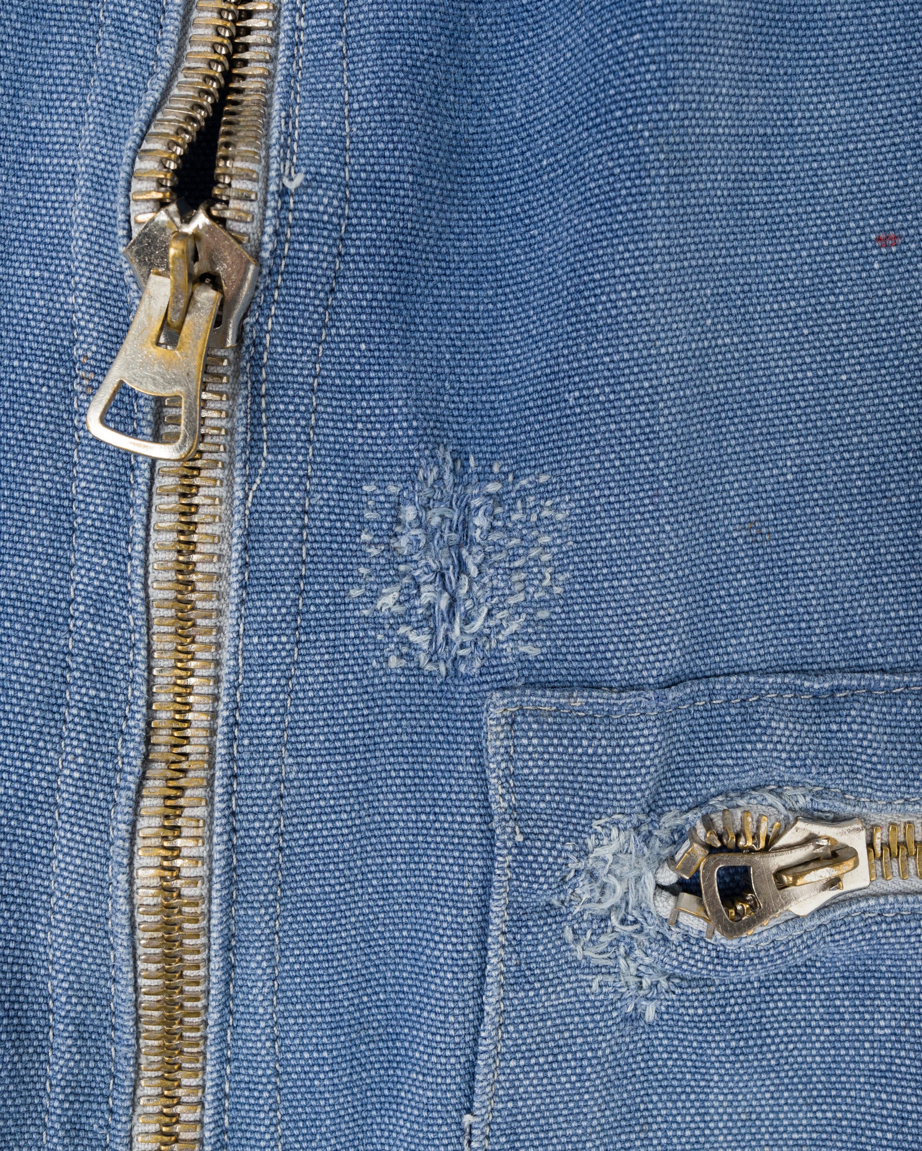 【~40's】French Vintage Blue Metis Half Zip Pullover Work Short Jacket