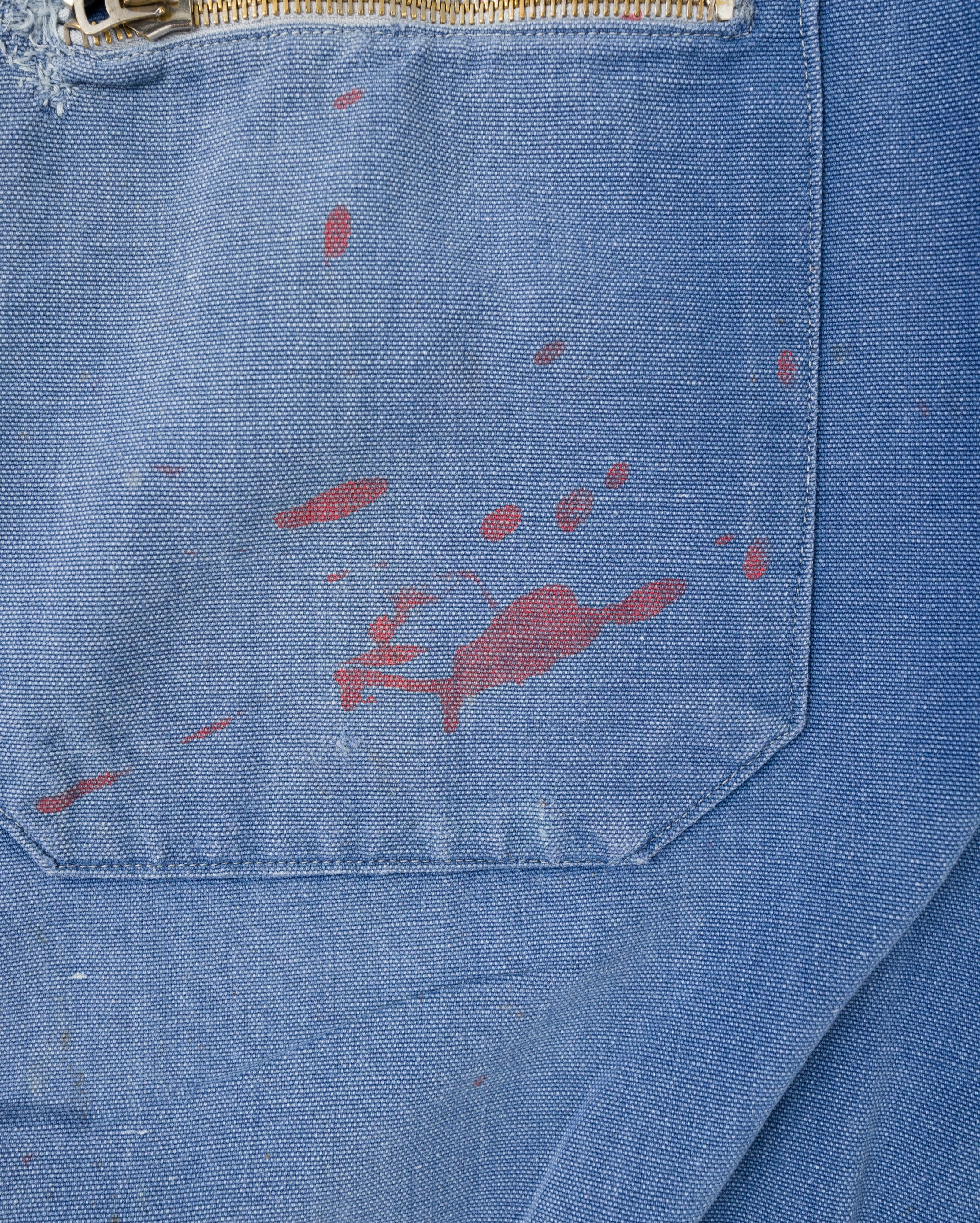 【~40's】French Vintage Blue Metis Half Zip Pullover Work Short Jacket