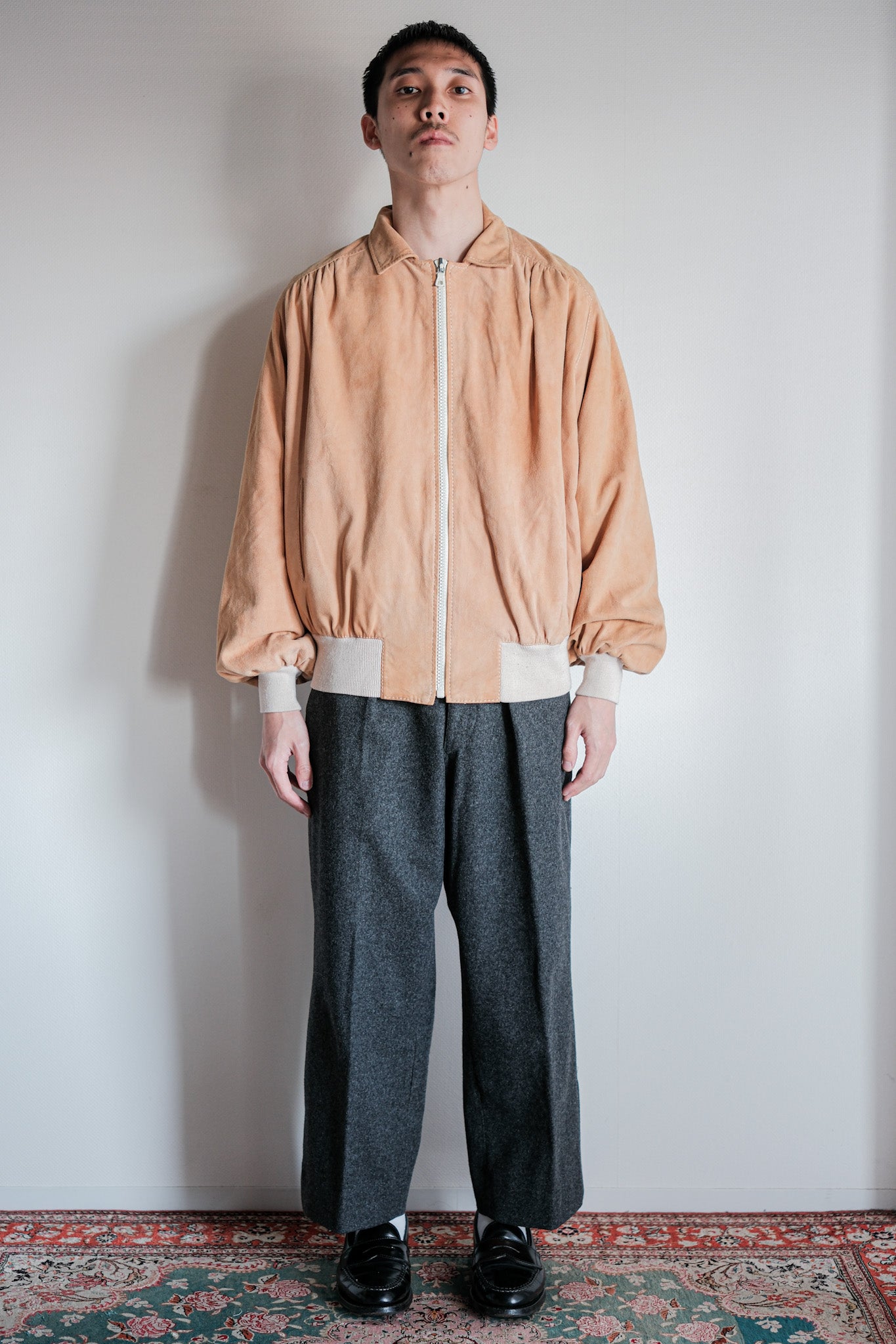 【~70's】Old Hermès Sport Paris Saddle Shoulder Suede Leather Blouson