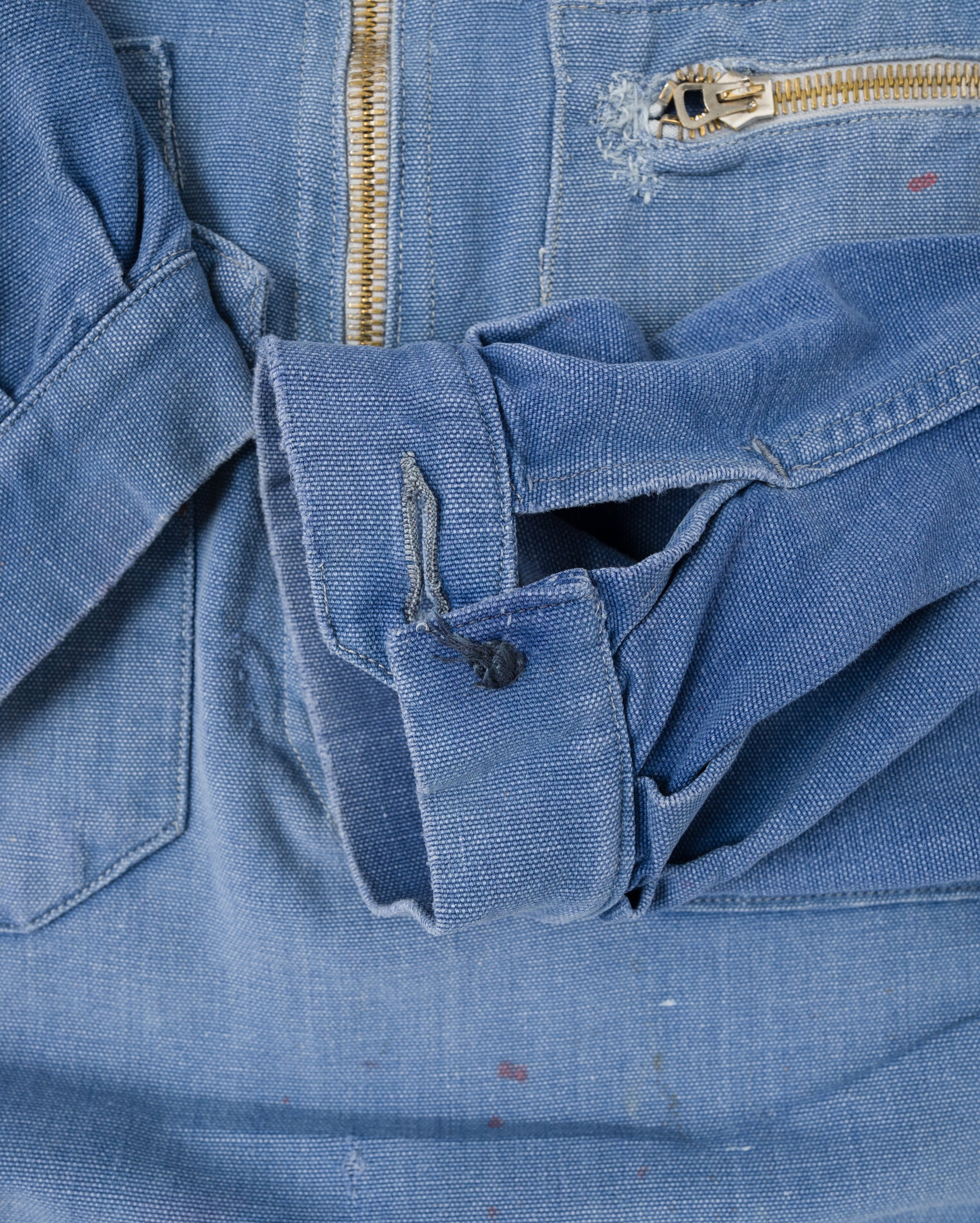 【~40's】French Vintage Blue Metis Half Zip Pullover Work Short Jacket
