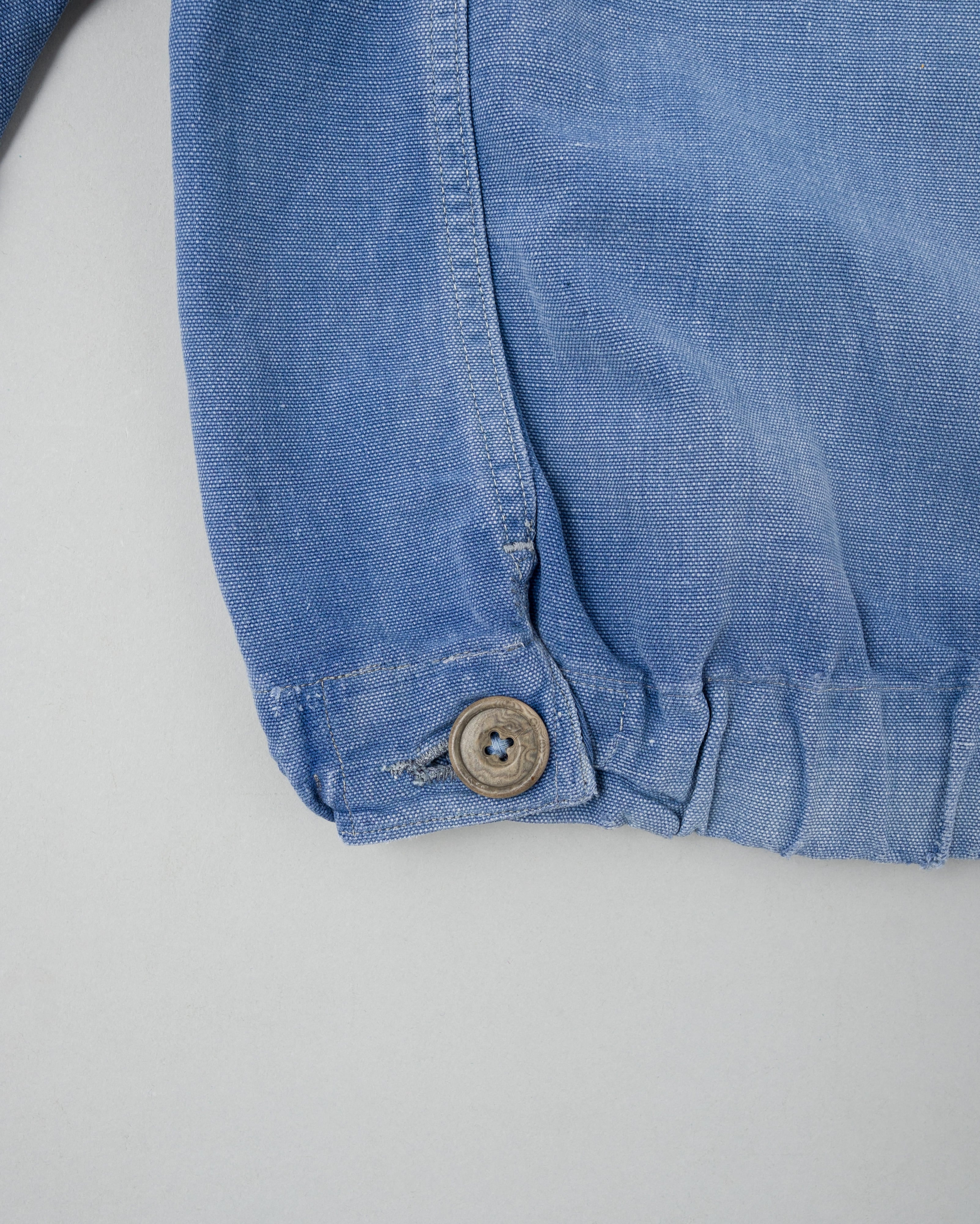 【~40's】French Vintage Blue Metis Half Zip Pullover Work Short Jacket