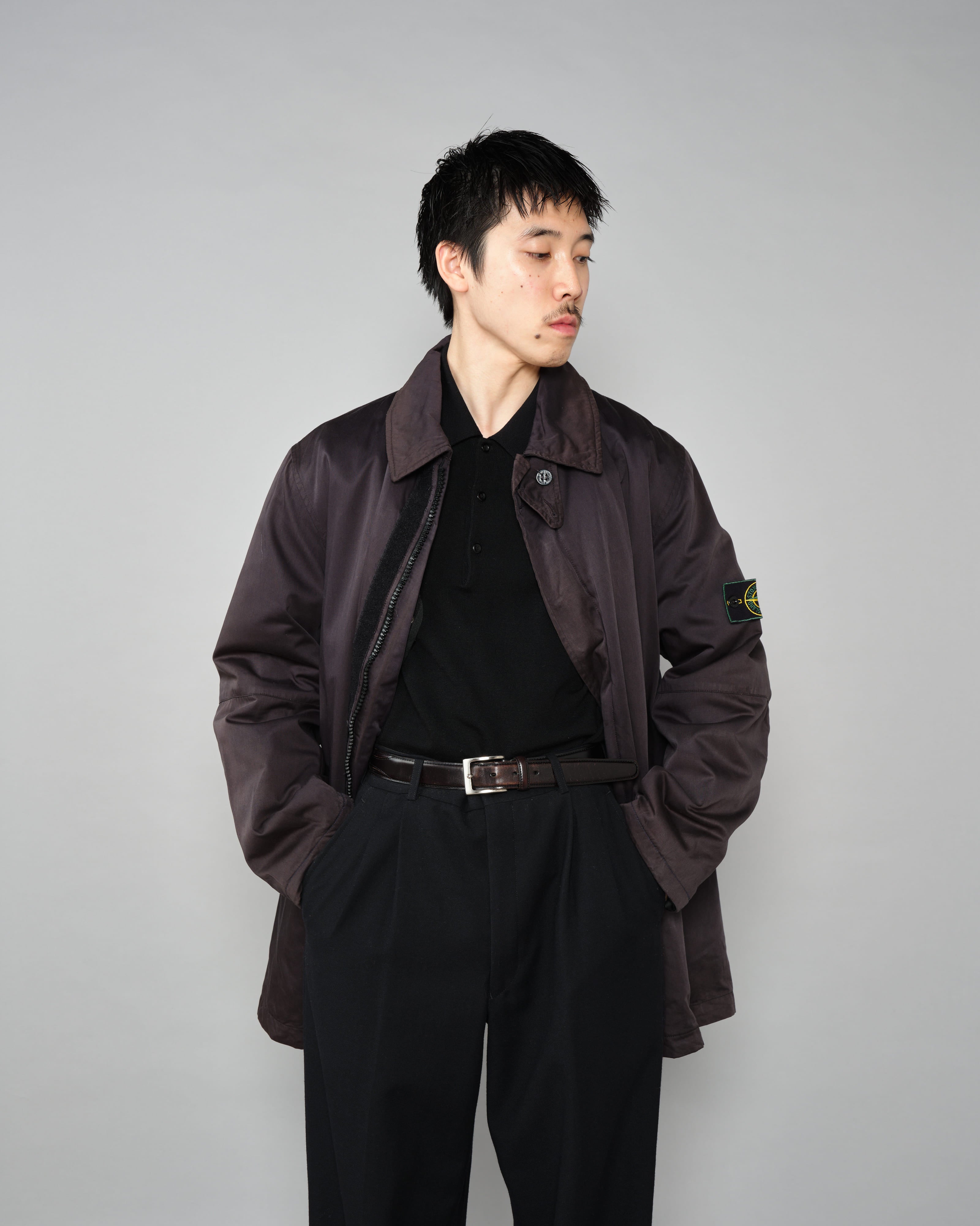 【97AW】Old STONE ISLAND Garment Dyed Cotton Jacket With Liner Size.M "RASO GOMMATO" "Green Edge"