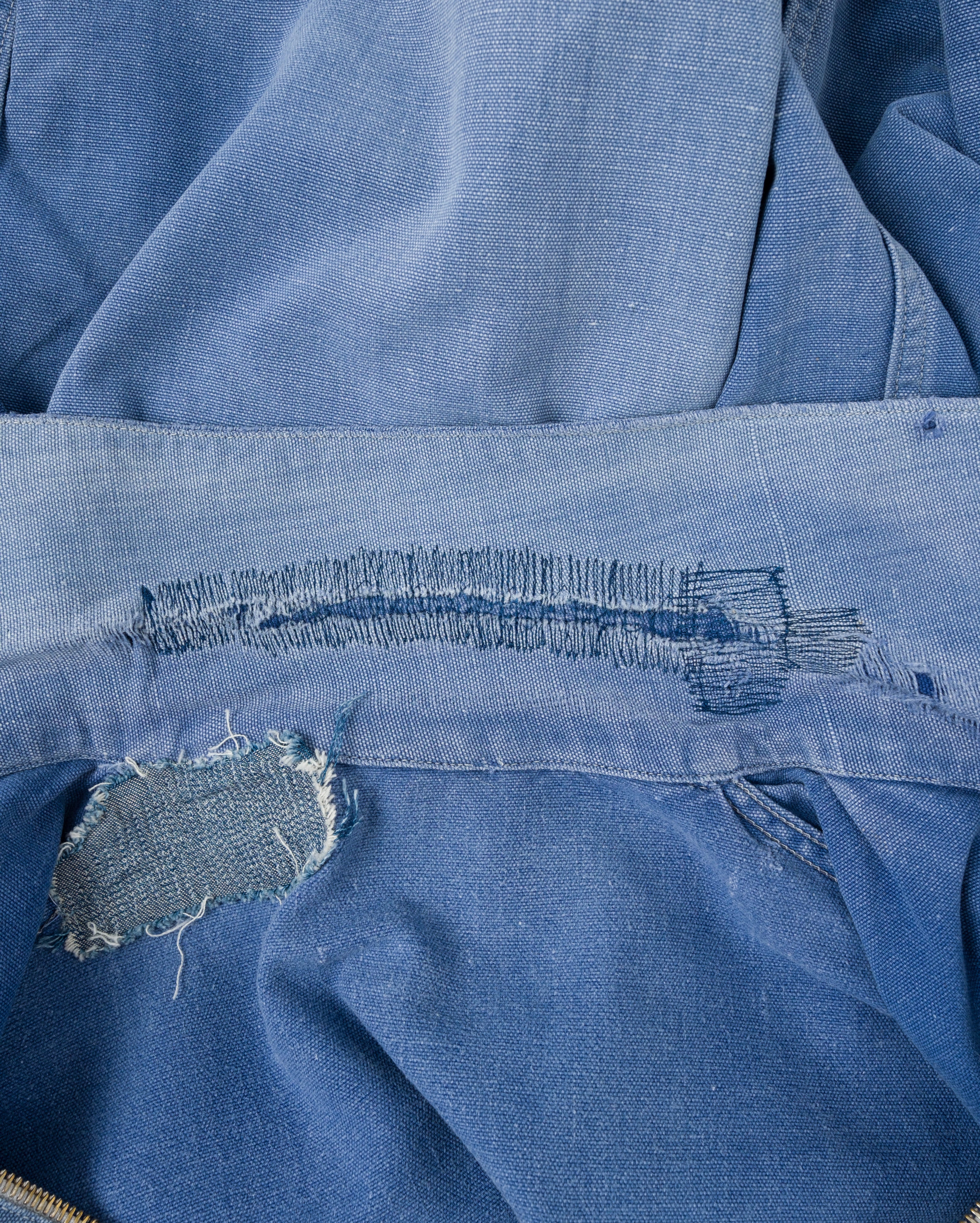 【~40's】French Vintage Blue Metis Half Zip Pullover Work Short Jacket