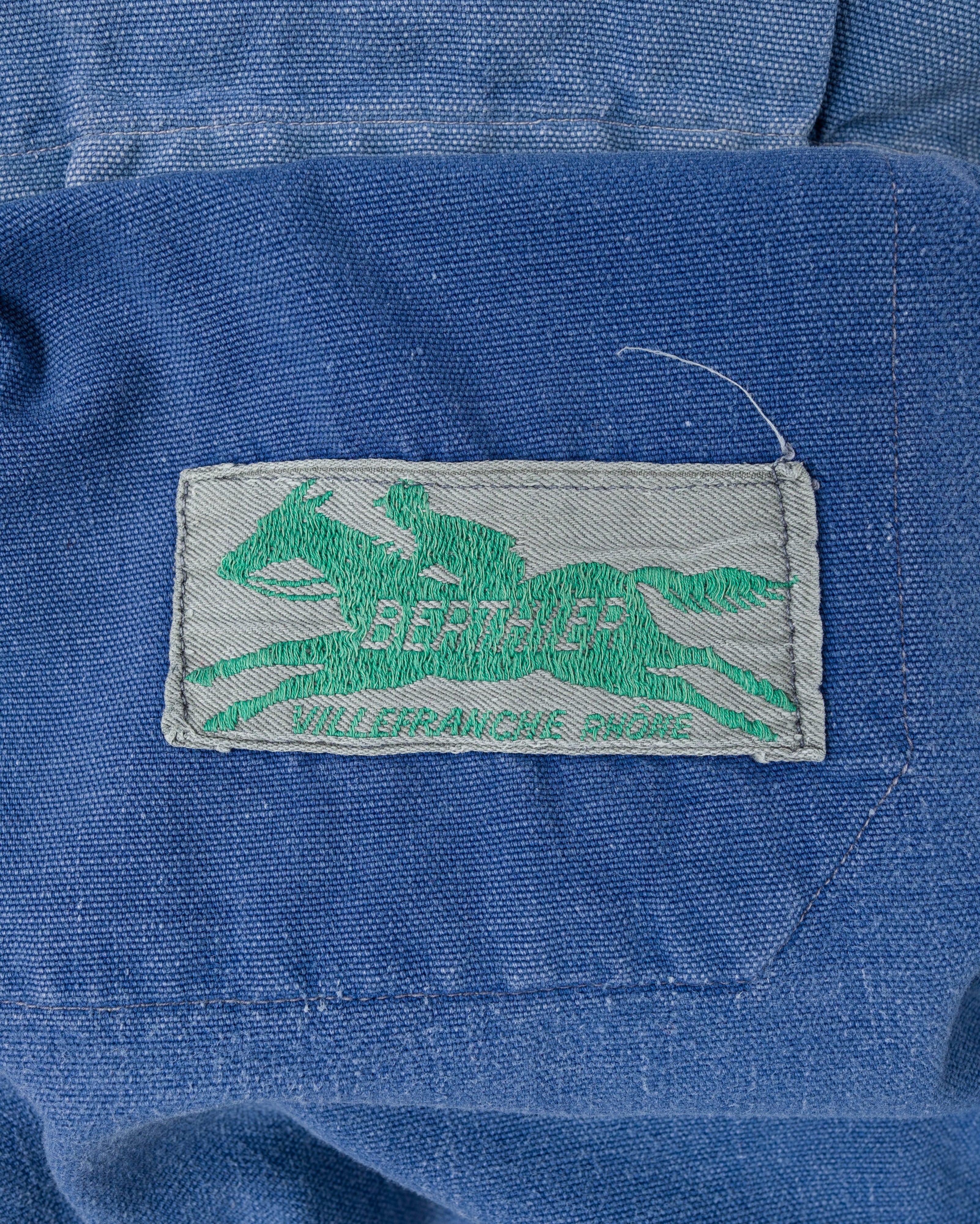 【~40's】French Vintage Blue Metis Half Zip Pullover Work Short Jacket