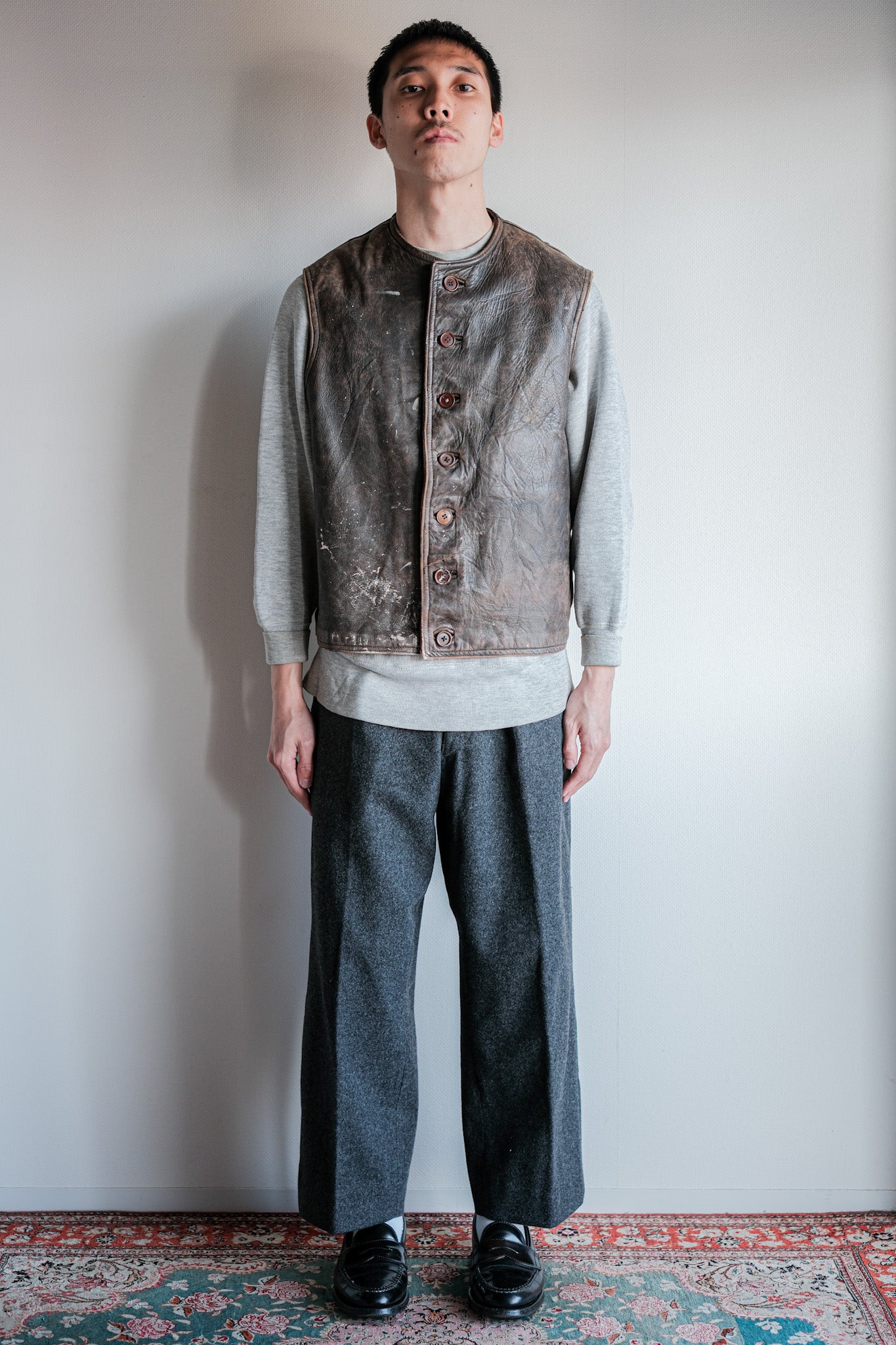 【~40's】French Army Cavalier Leather Vest