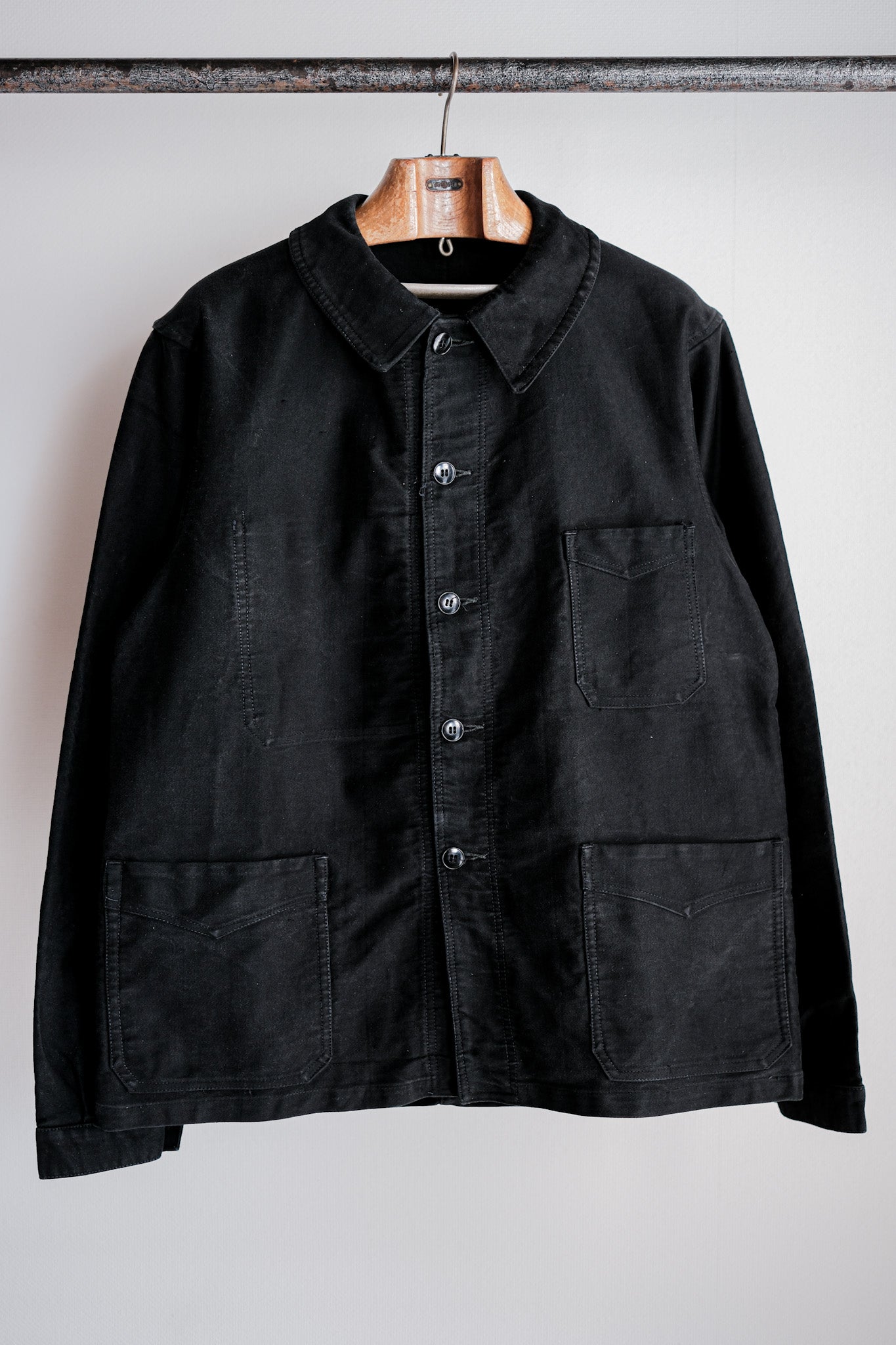 【~50's】French Vintage Black Moleskin Work Jacket