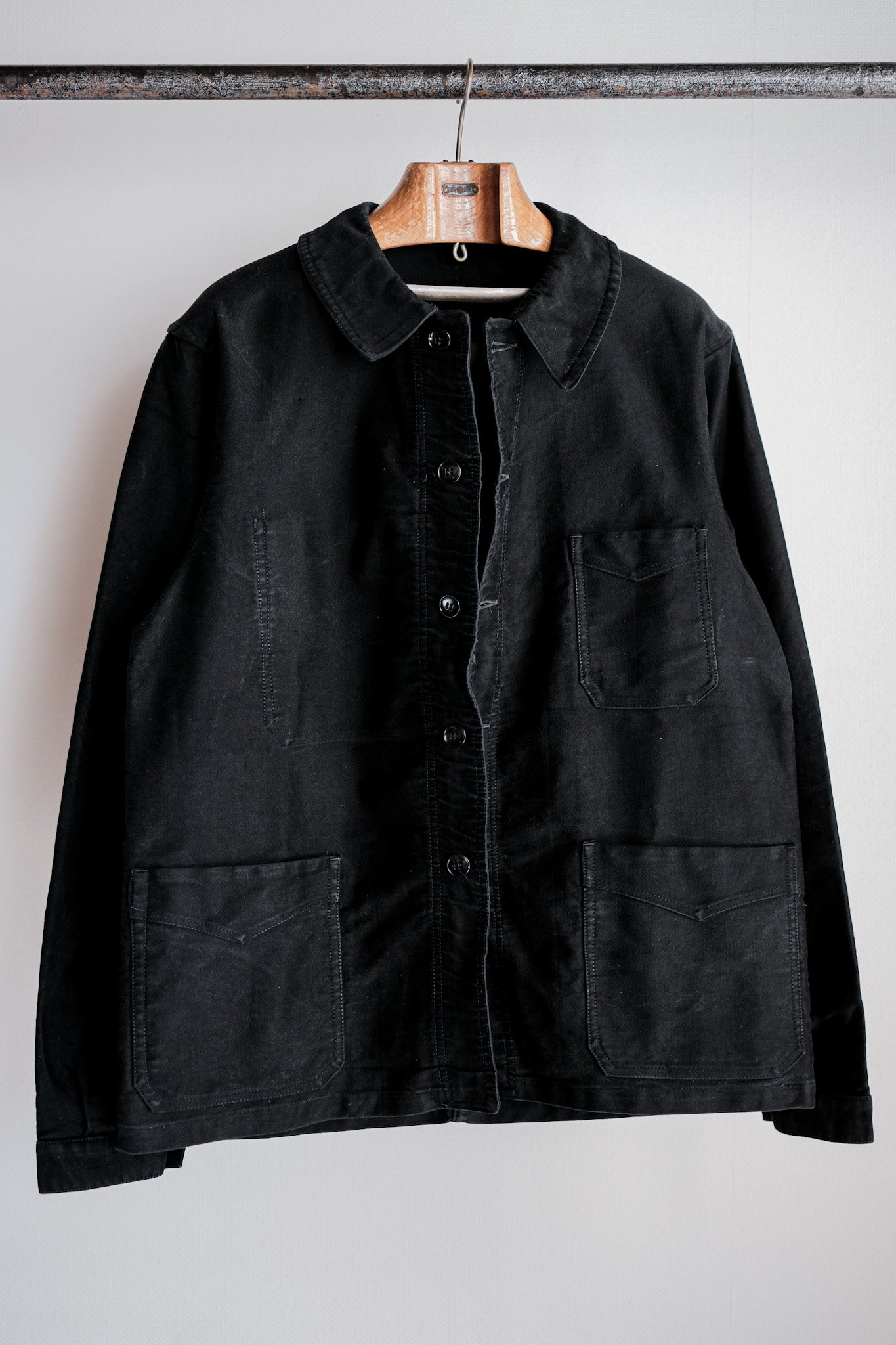 【~50's】French Vintage Black Moleskin Work Jacket