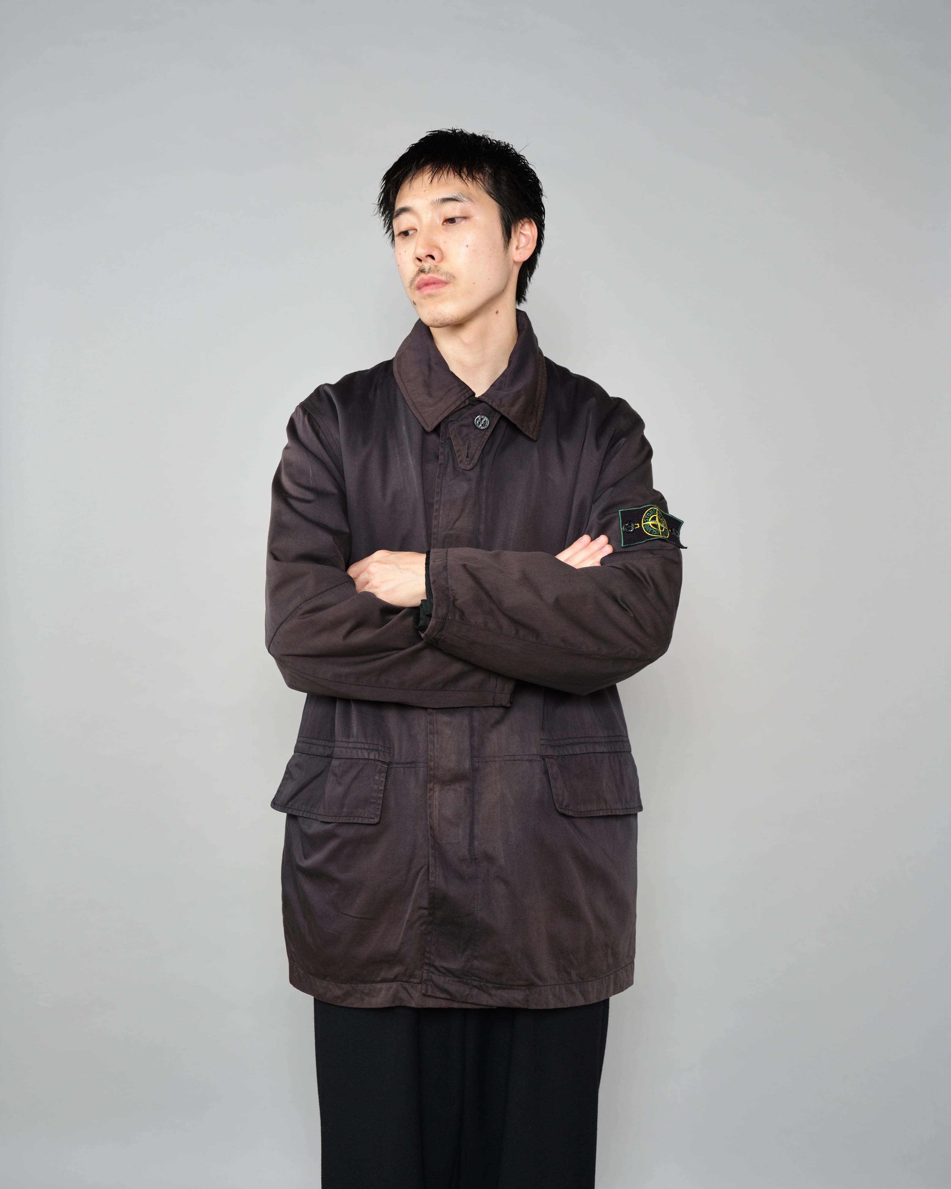 【97AW】Old STONE ISLAND Garment Dyed Cotton Jacket With Liner Size.M "RASO GOMMATO" "Green Edge"