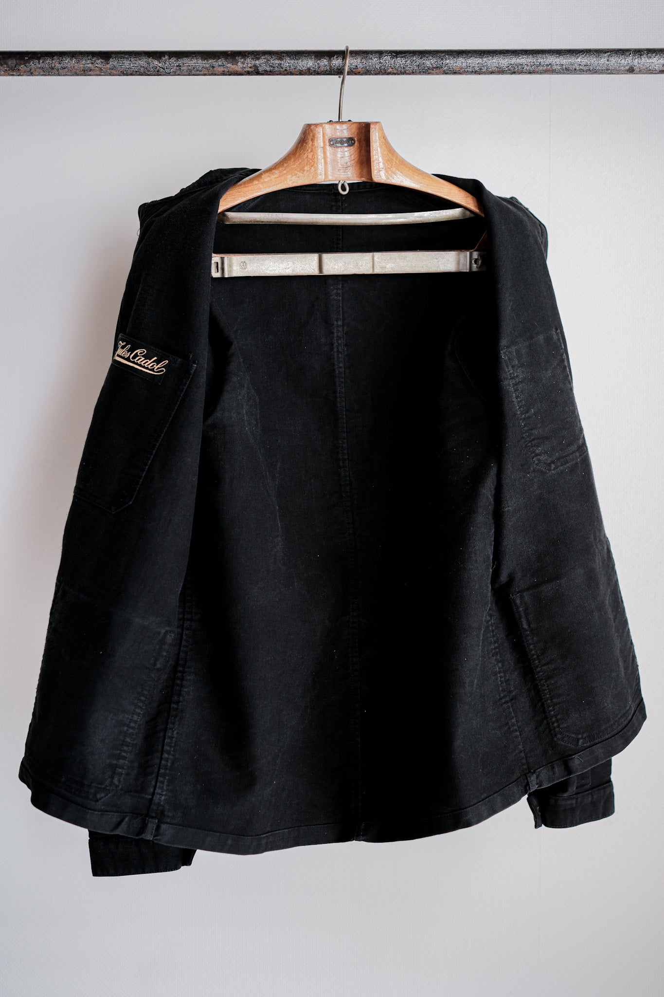 【~50's】French Vintage Black Moleskin Work Jacket