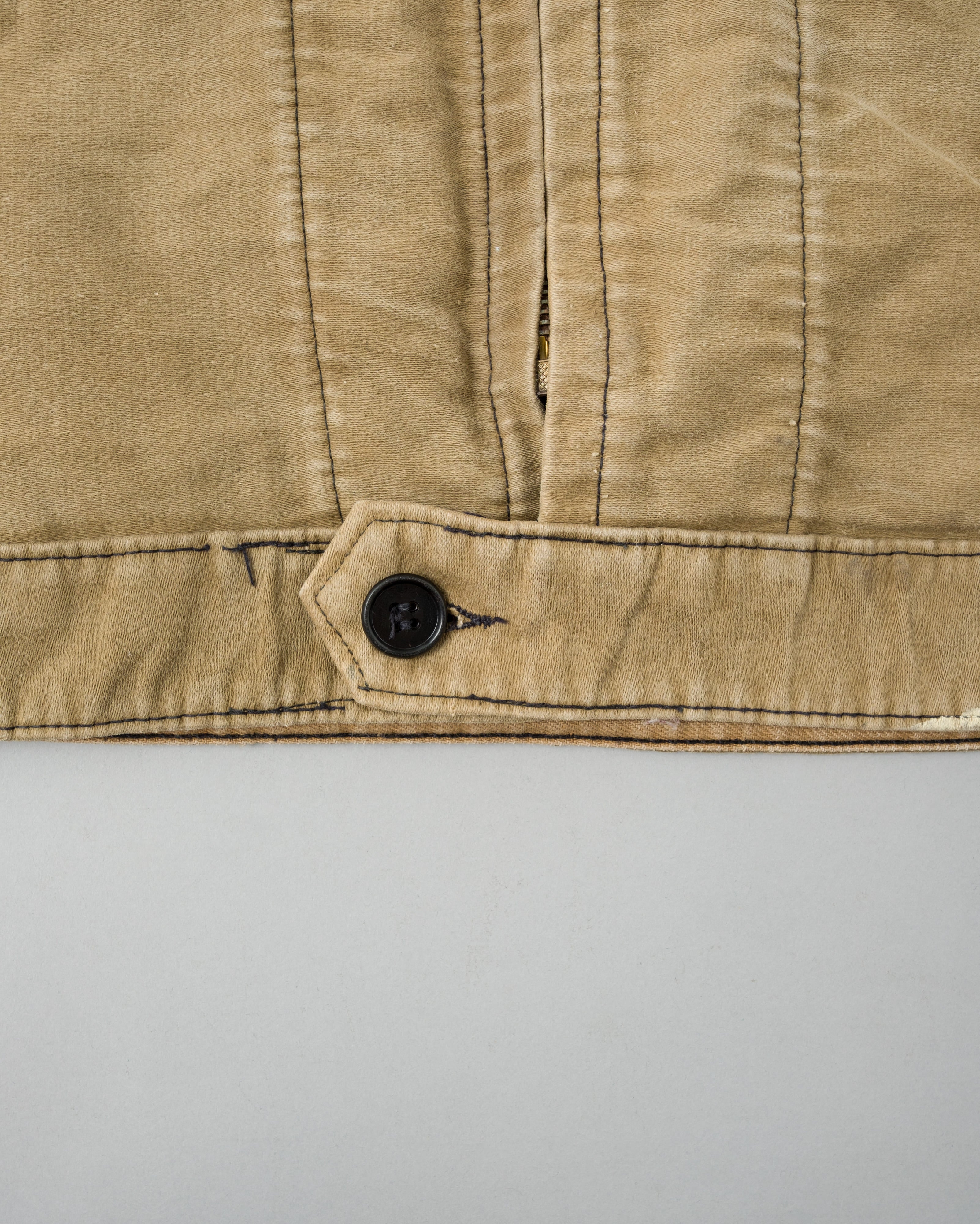 【~50's】French Vintage Brown Beige Moleskin Cyclist Jacket