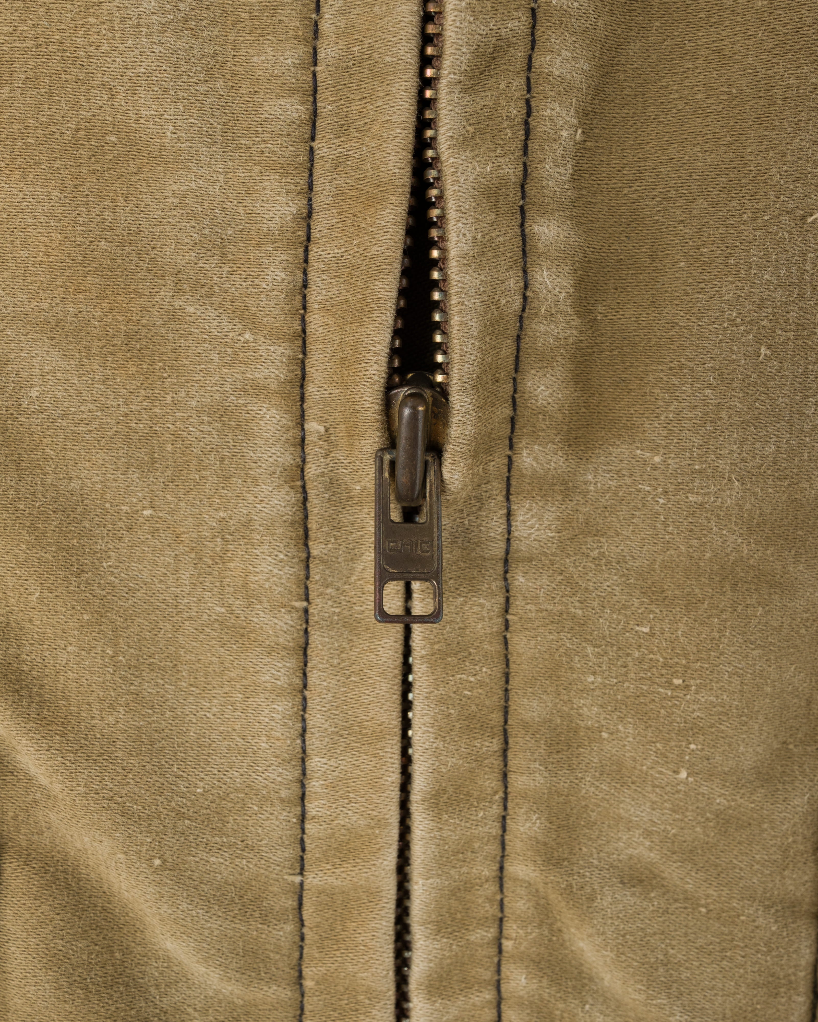 【~50's】French Vintage Brown Beige Moleskin Cyclist Jacket