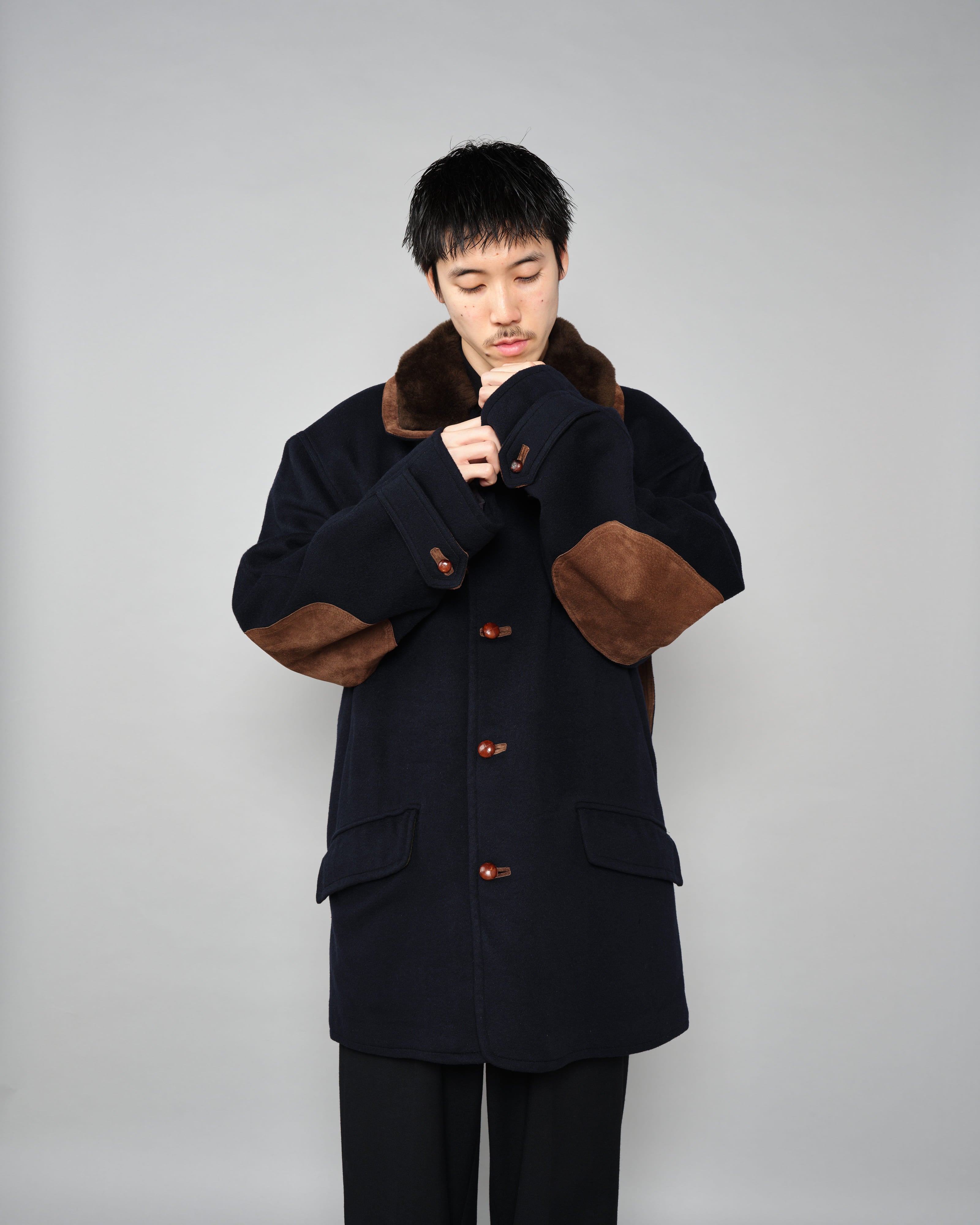 【~80’s】Old GUCCI Fur Collar Cashmere Jacket Size.52