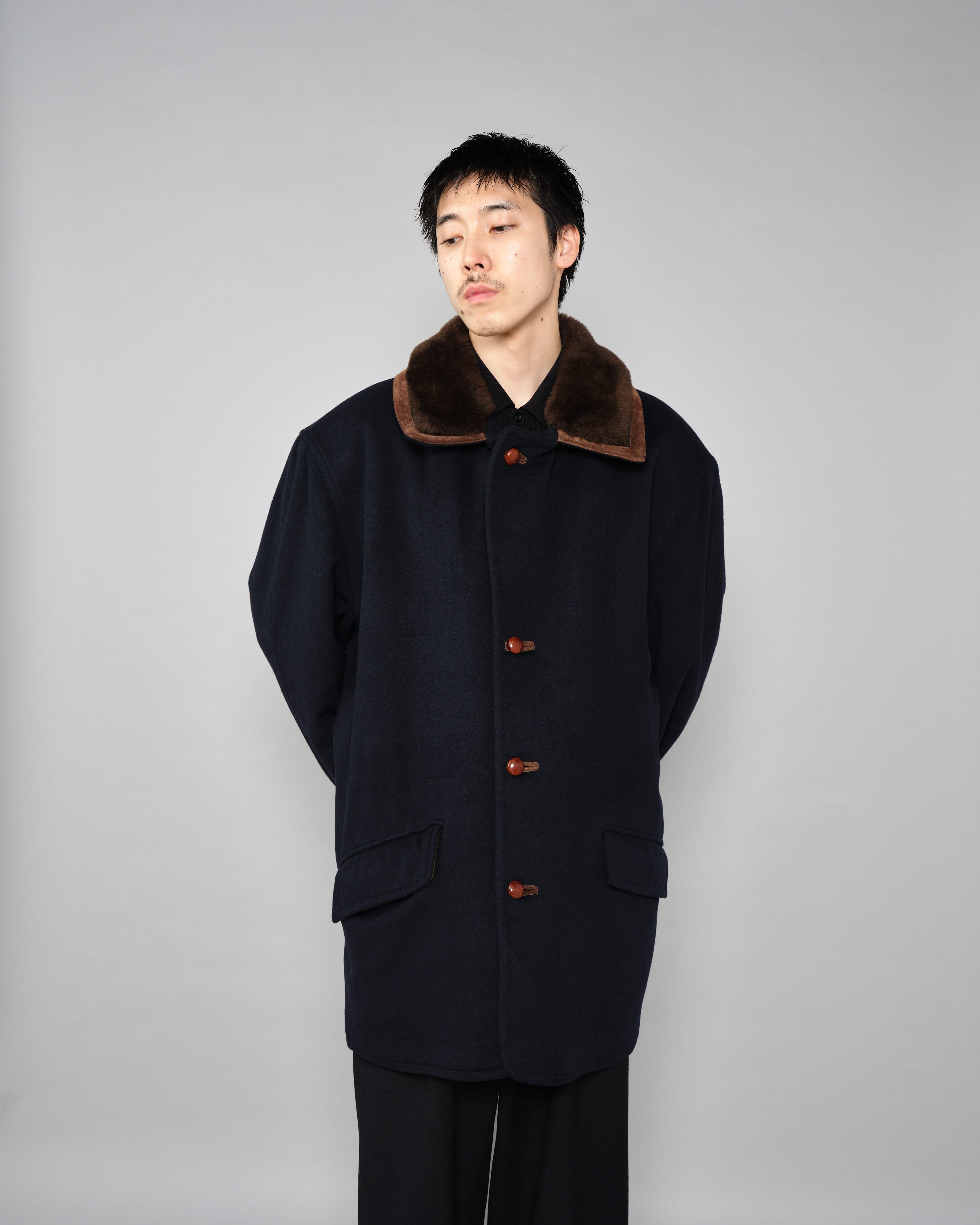 【~80’s】Old GUCCI Fur Collar Cashmere Jacket Size.52