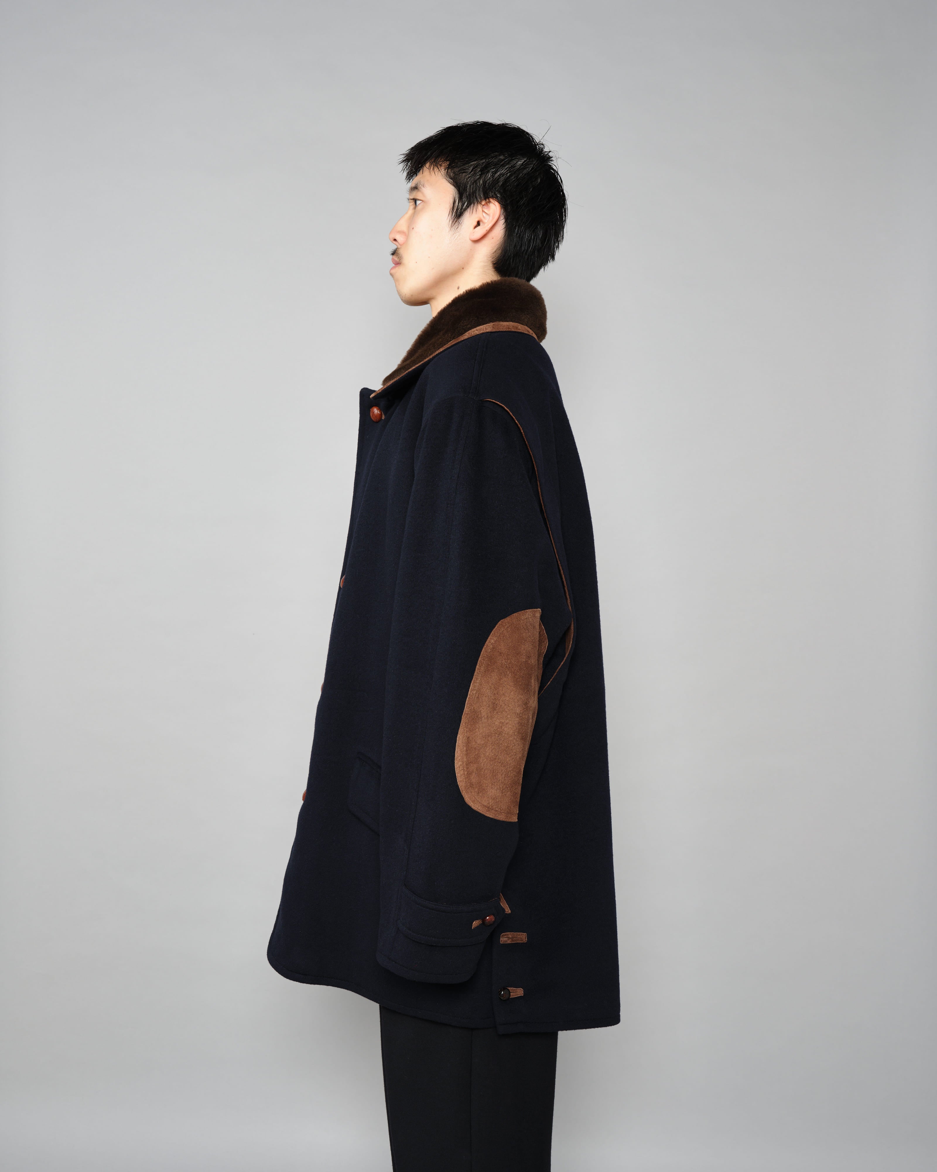 【~80’s】Old GUCCI Fur Collar Cashmere Jacket Size.52