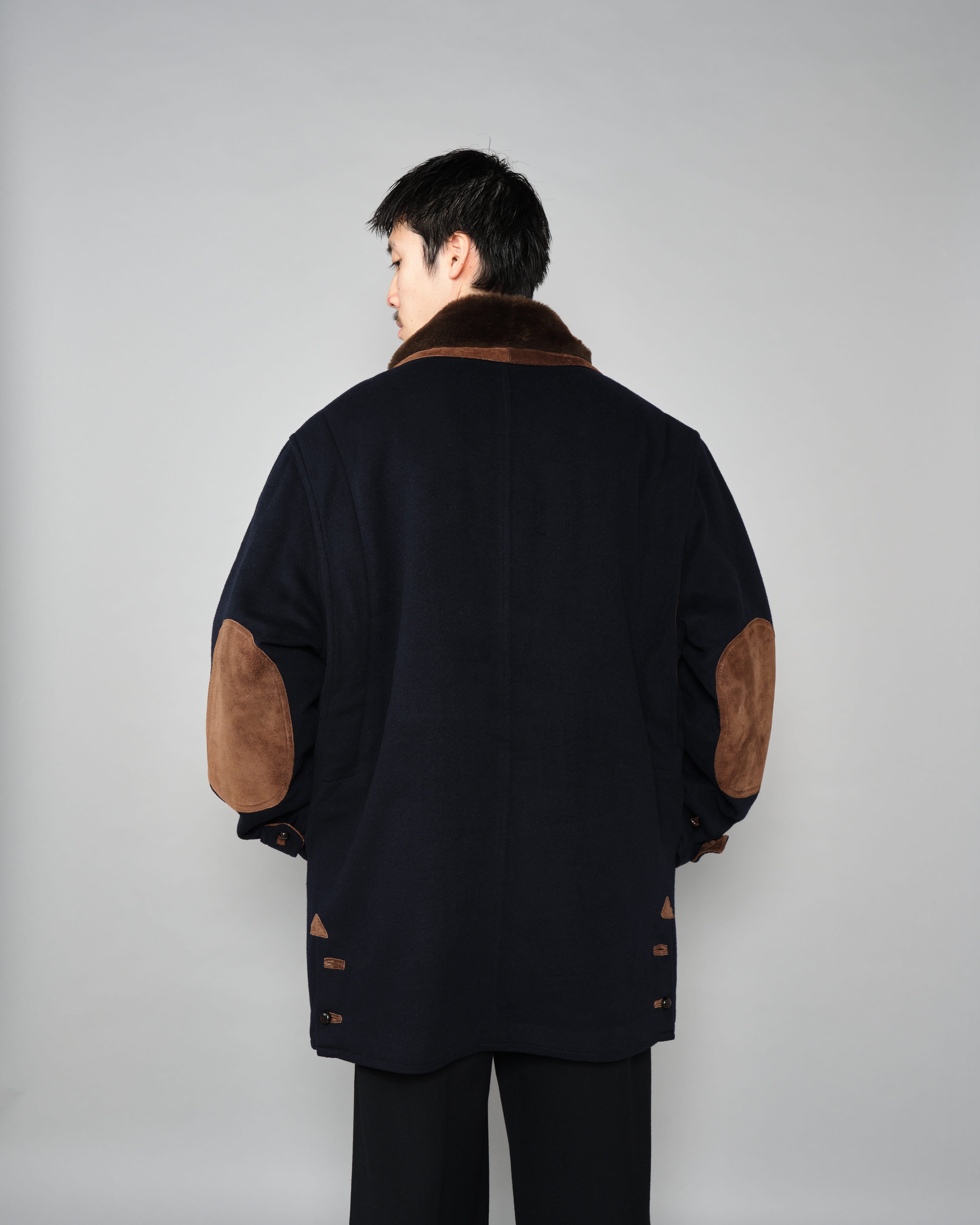 【~80’s】Old GUCCI Fur Collar Cashmere Jacket Size.52