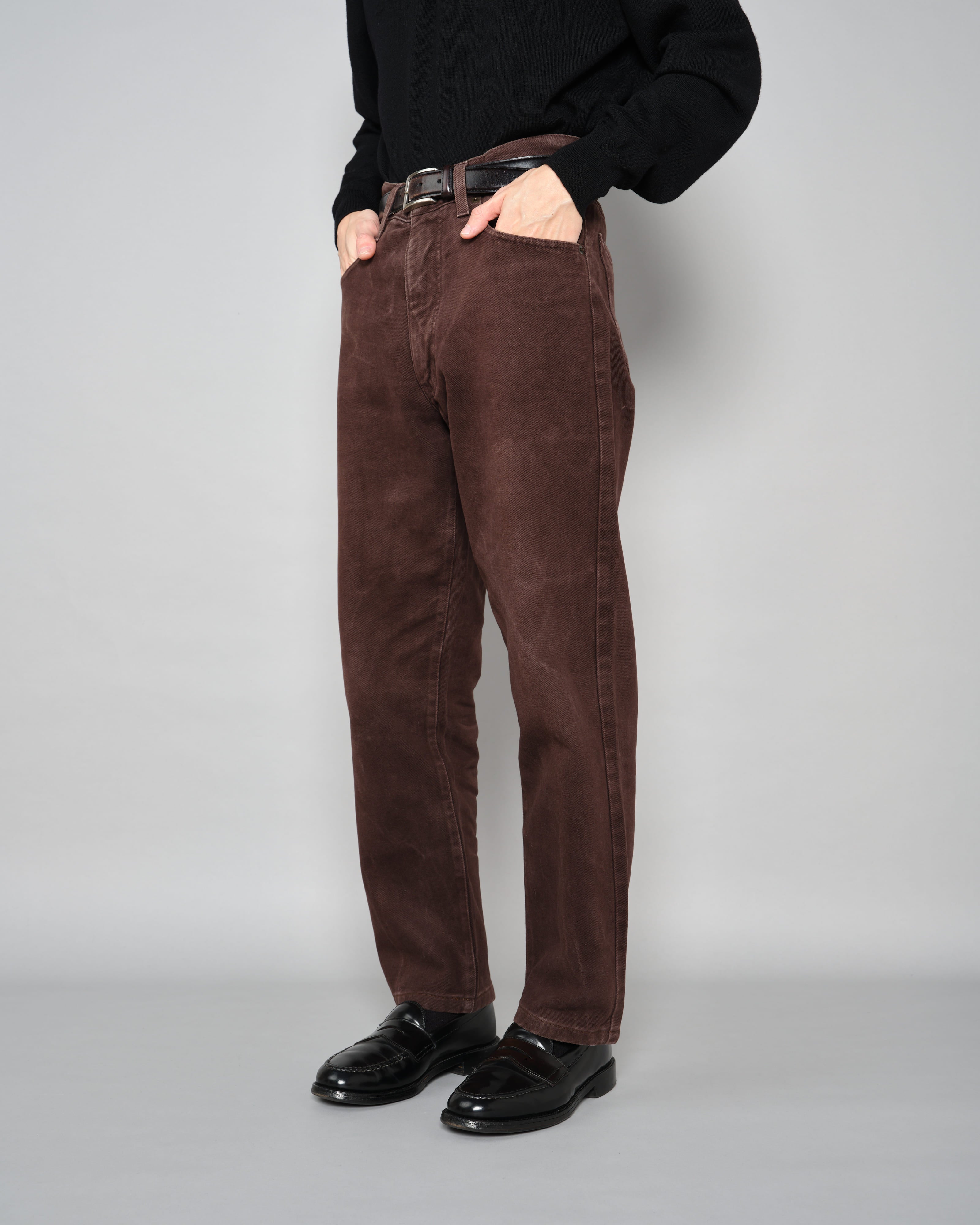 【~90’s】Old ARMANI JEANS Brown Cotton Twill Trousers Size.30