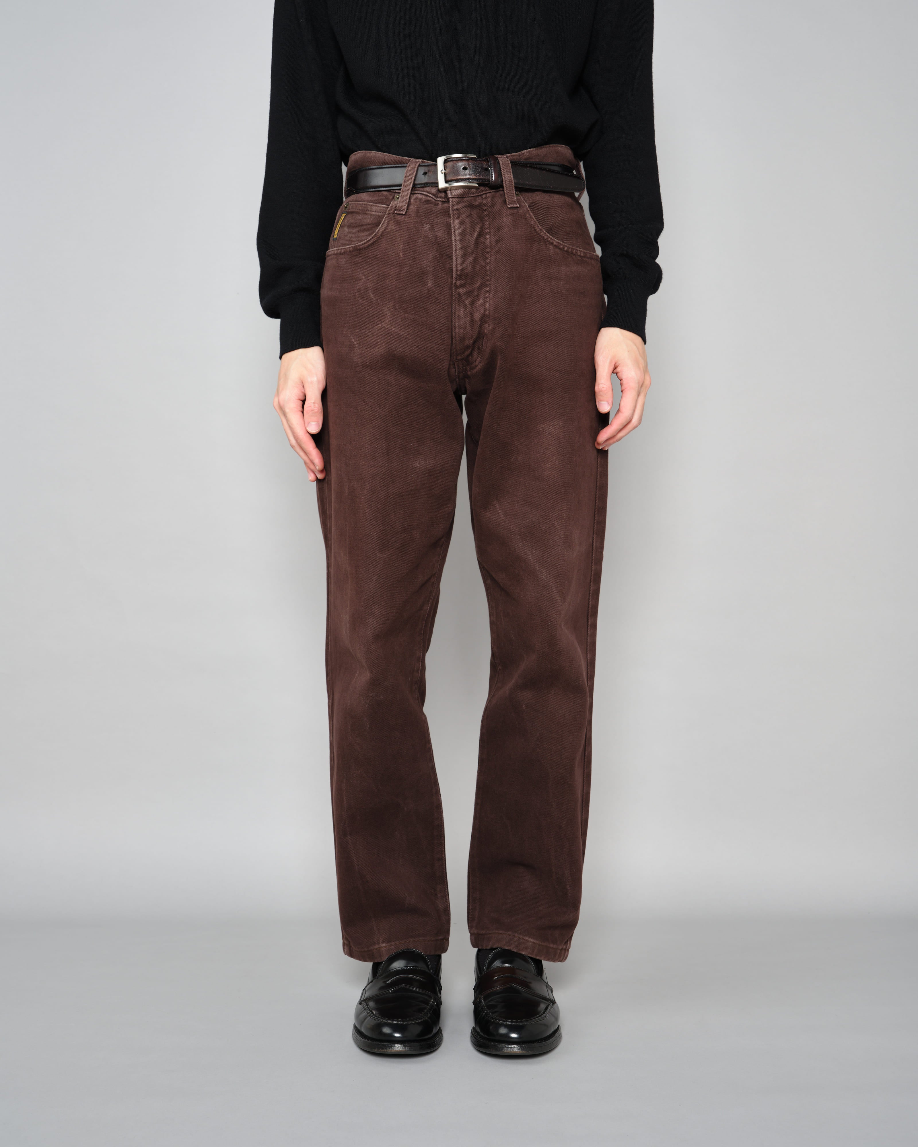 【~90’s】Old ARMANI JEANS Brown Cotton Twill Trousers Size.30