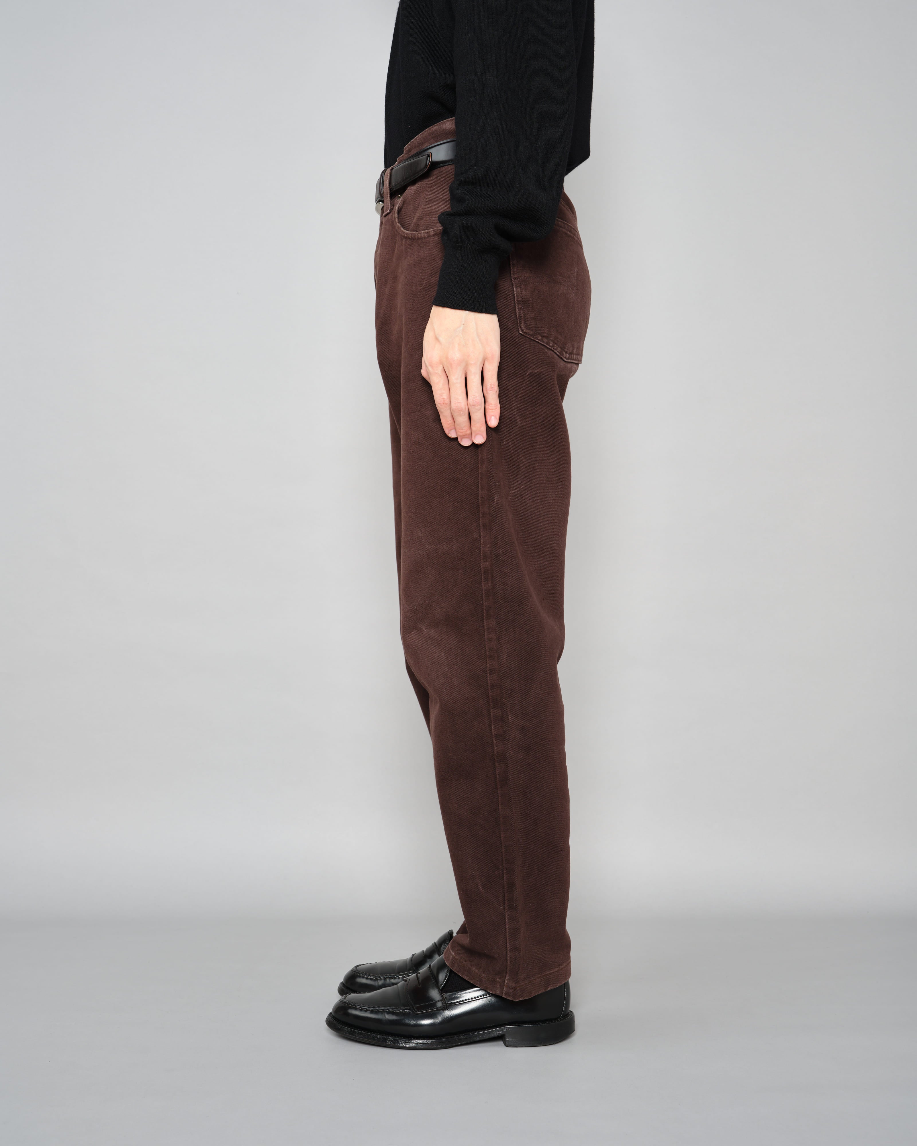 【~90’s】Old ARMANI JEANS Brown Cotton Twill Trousers Size.30