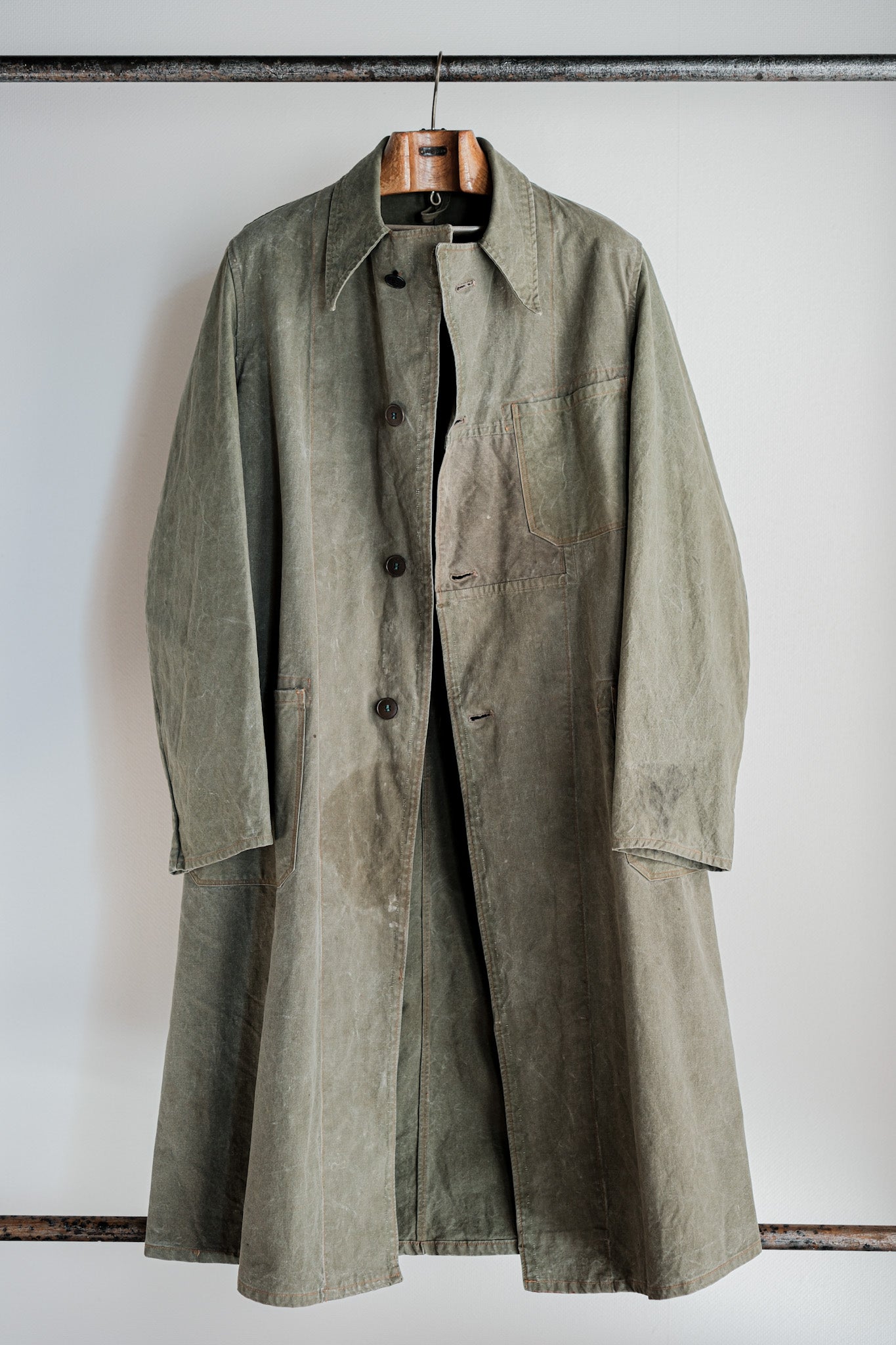 【~50's】German Vintage Green Cotton Work Coat