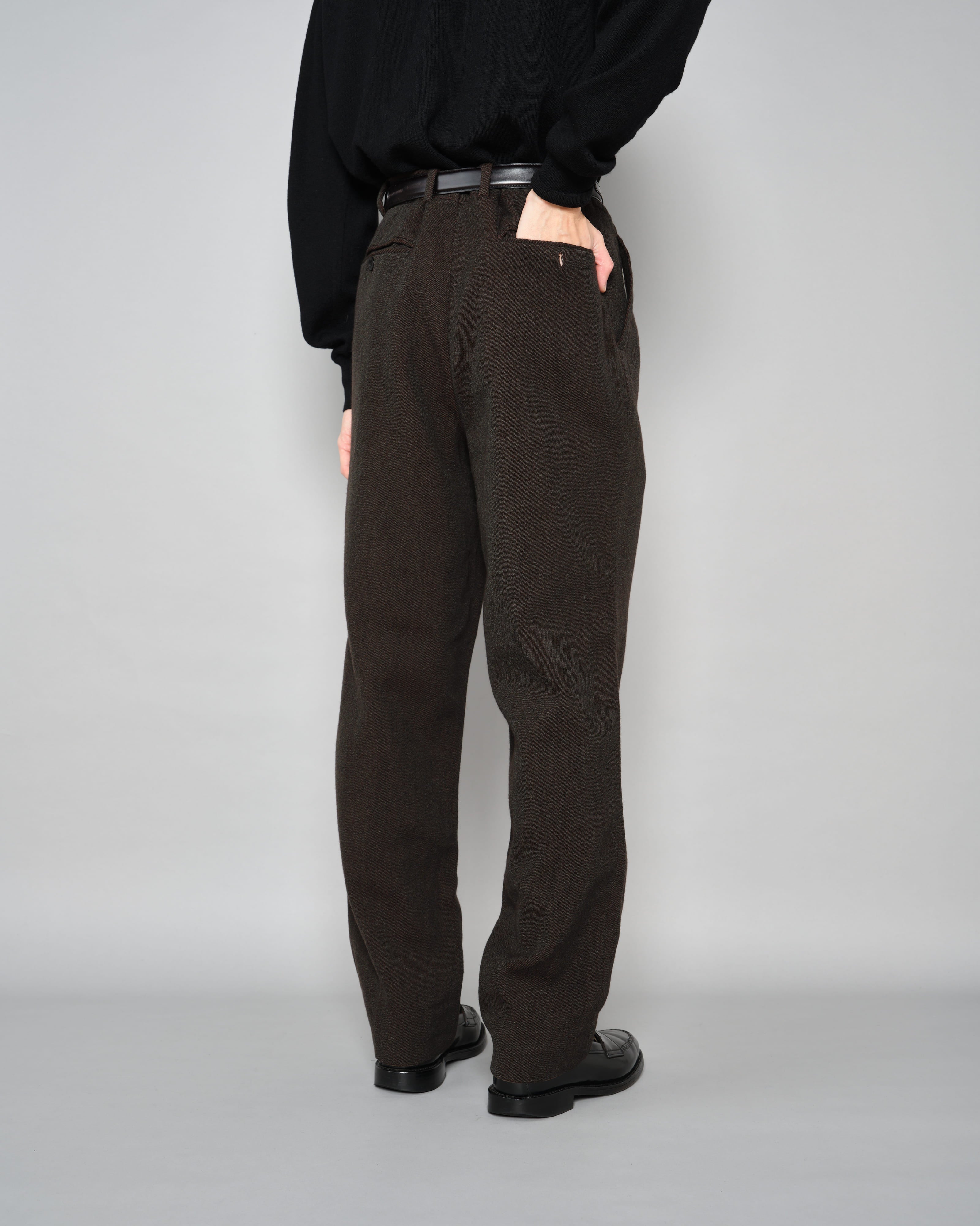 【~90's】Old Hermès Paris 2 Tuck Wool Trousers Size.50