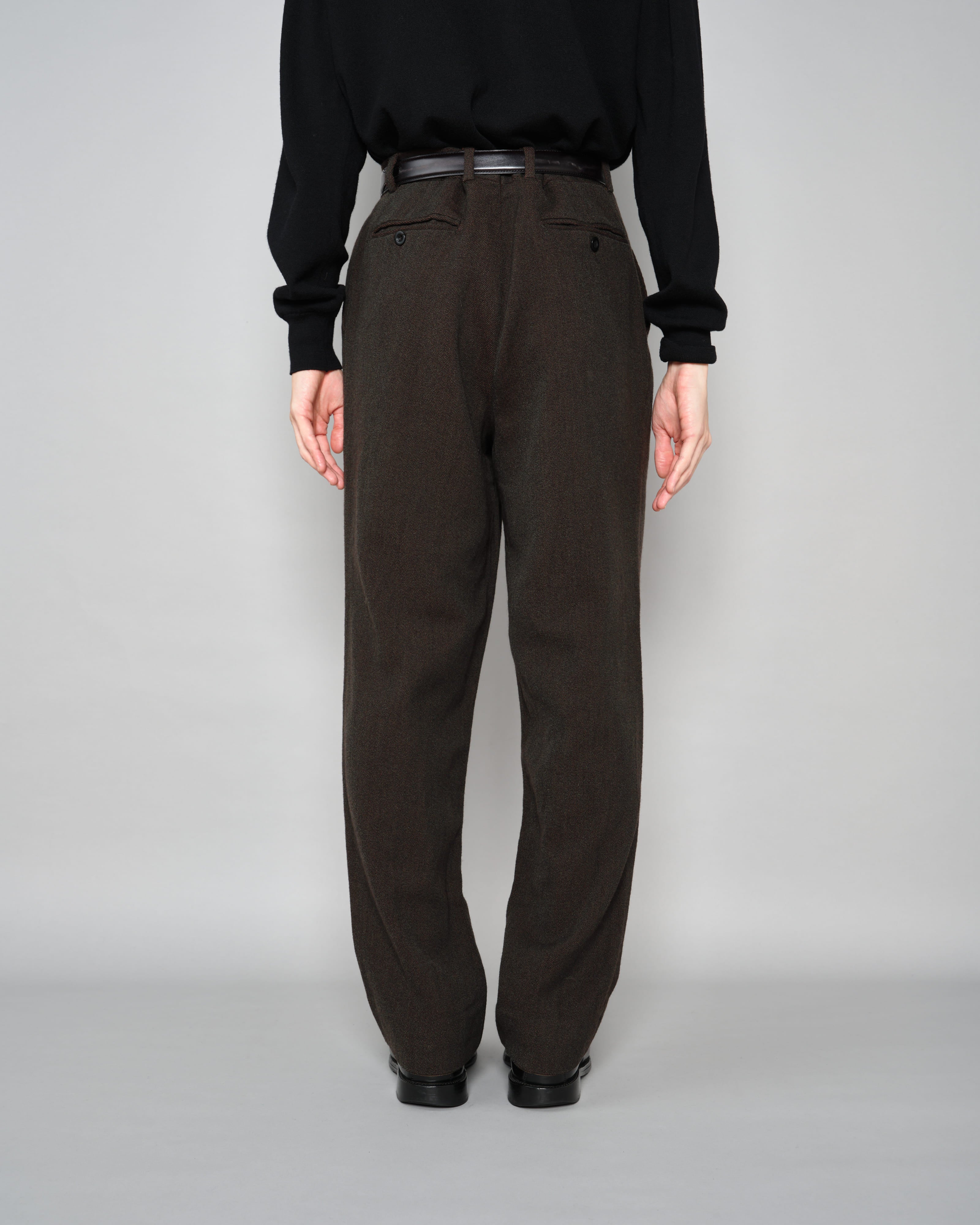 【~90's】Old Hermès Paris 2 Tuck Wool Trousers Size.50