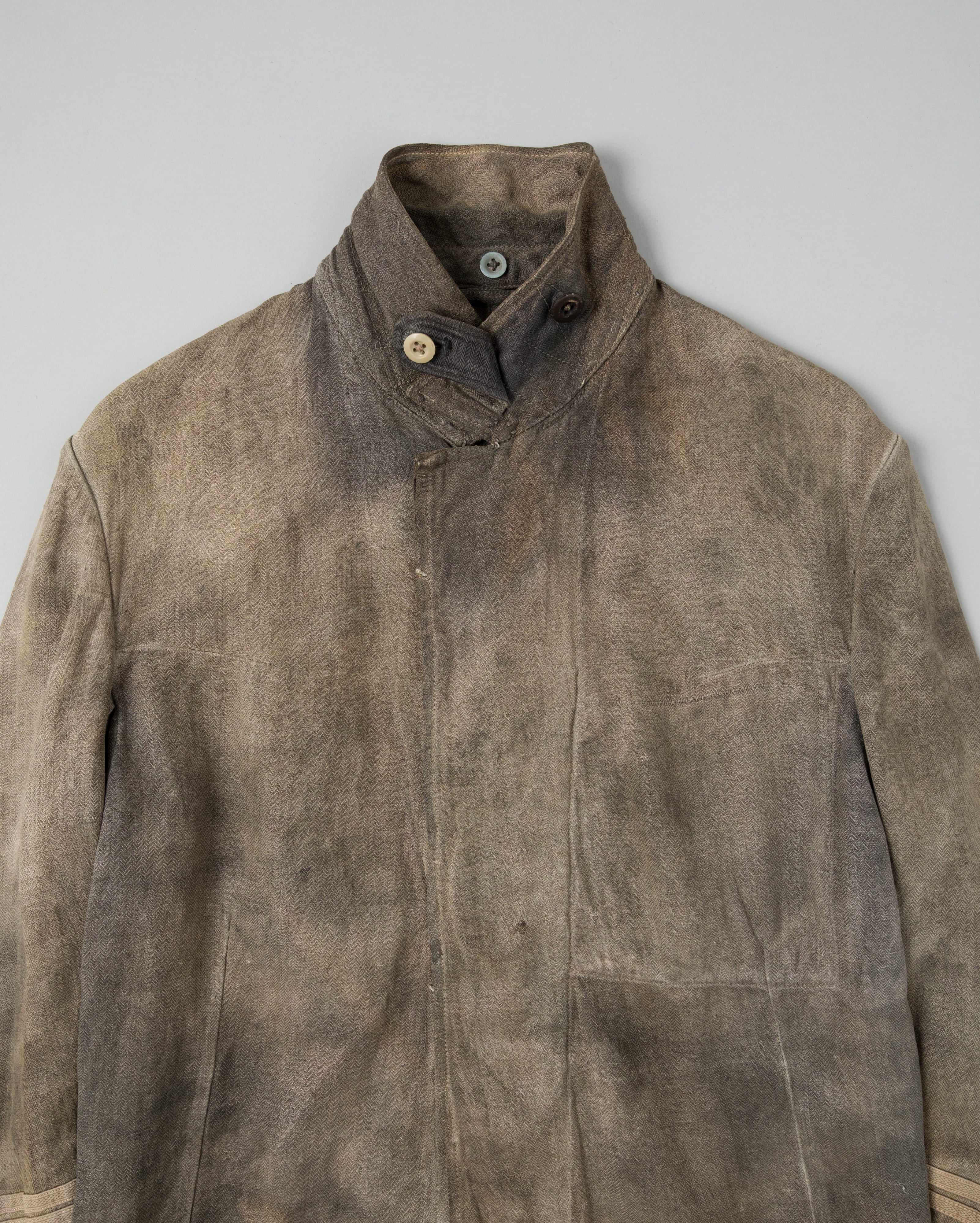 【~30's】German Air Force Gray Drillich HBT Linen Work Jacket "Unusual Color" "Luftwaffe"