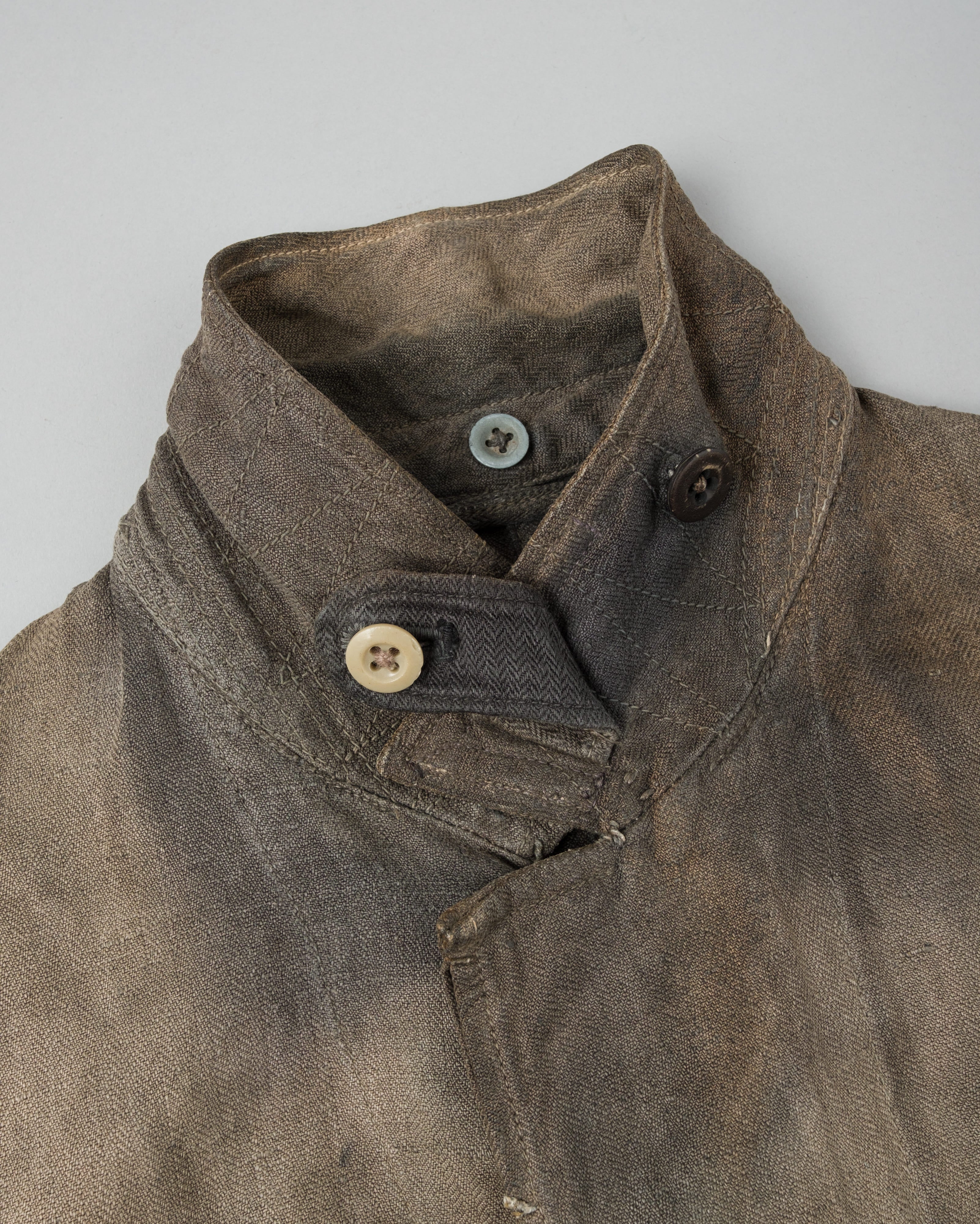 【~30's】German Air Force Gray Drillich HBT Linen Work Jacket "Unusual Color" "Luftwaffe"